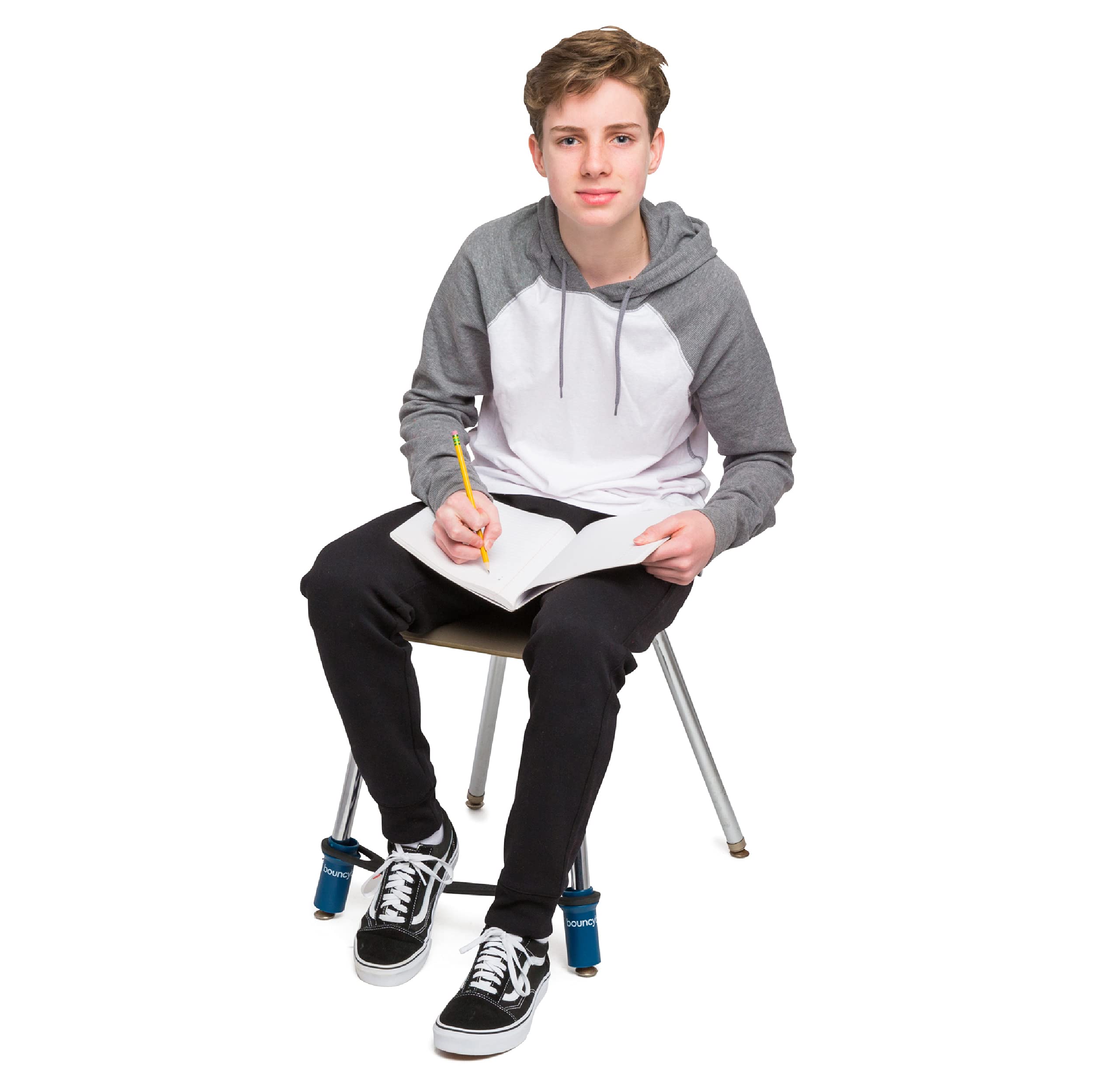 Bouncyband Original Bouncy Bands for Chairs, Blue, 1 Pack –Chair Bands for 17” to 24” Wide Chair Legs with 1.5” Diameter Support Pipes – Silent