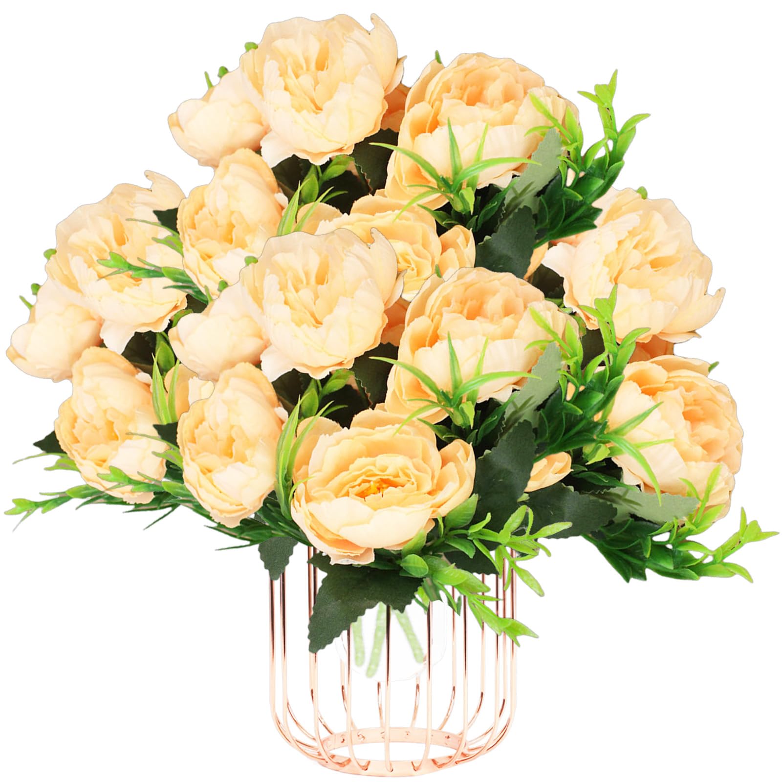 astylishome Decorative Artificial Flowers Peony Bouquet Big Peonies Flower with Stems for Wedding Home Office Hotel Decoration Table Centerpieces DIY Floral Arrangements Yellow 0809