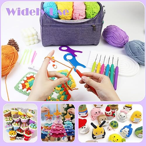 Miniatura 33 de Yarniss Kits de ganchillo para principiantes, kits de ganchillo todo en uno con hilo de ganchillo de 840 yardas, ganchos de ganchillo ergonómicos