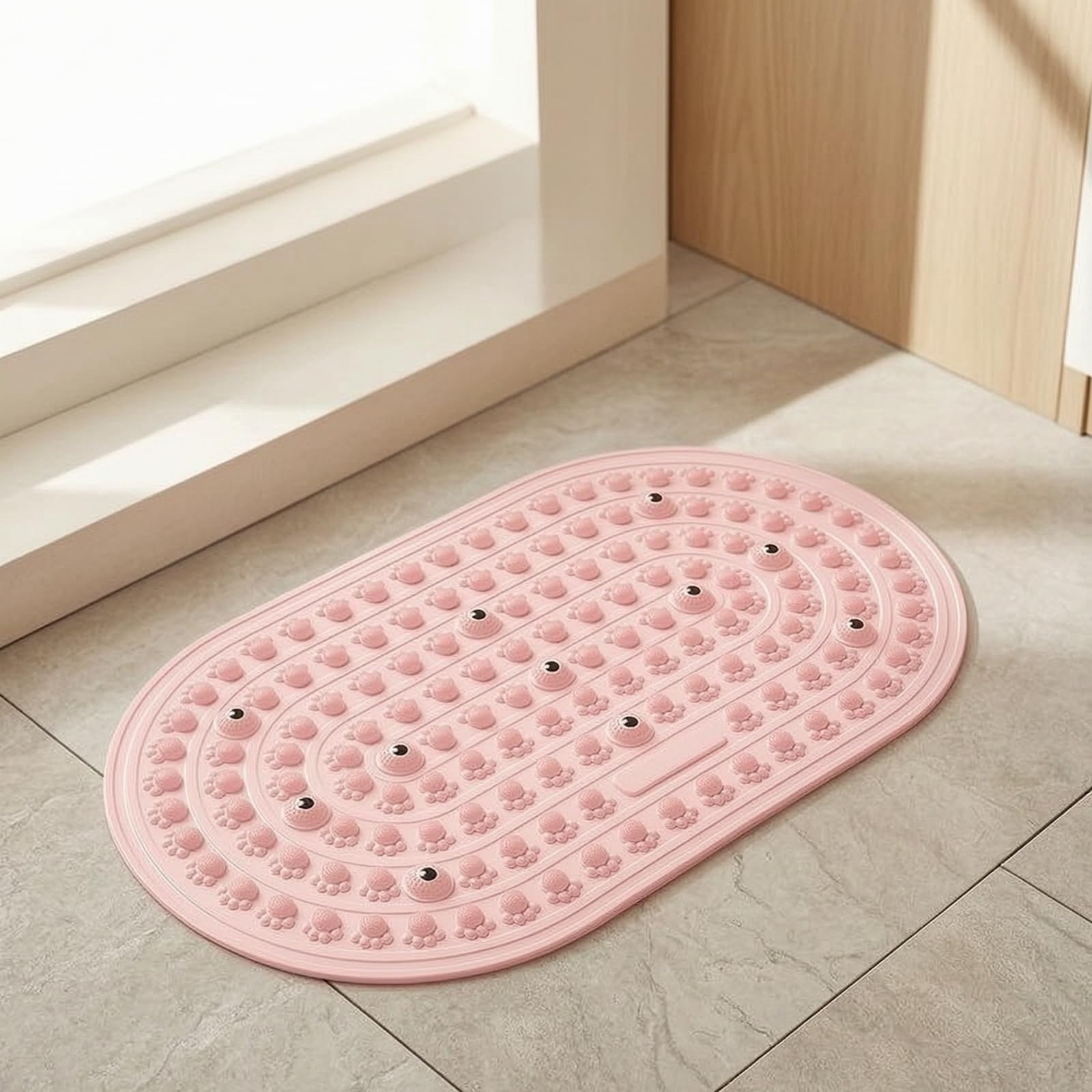Tappetino Riflessologia Tappeto Massaggio Piedi Pedana Acupressione Suola Cuscino Gel Confortevole con Doppia Texture, Rosa Corallo, Aggiornato, Grande - 45 76cm