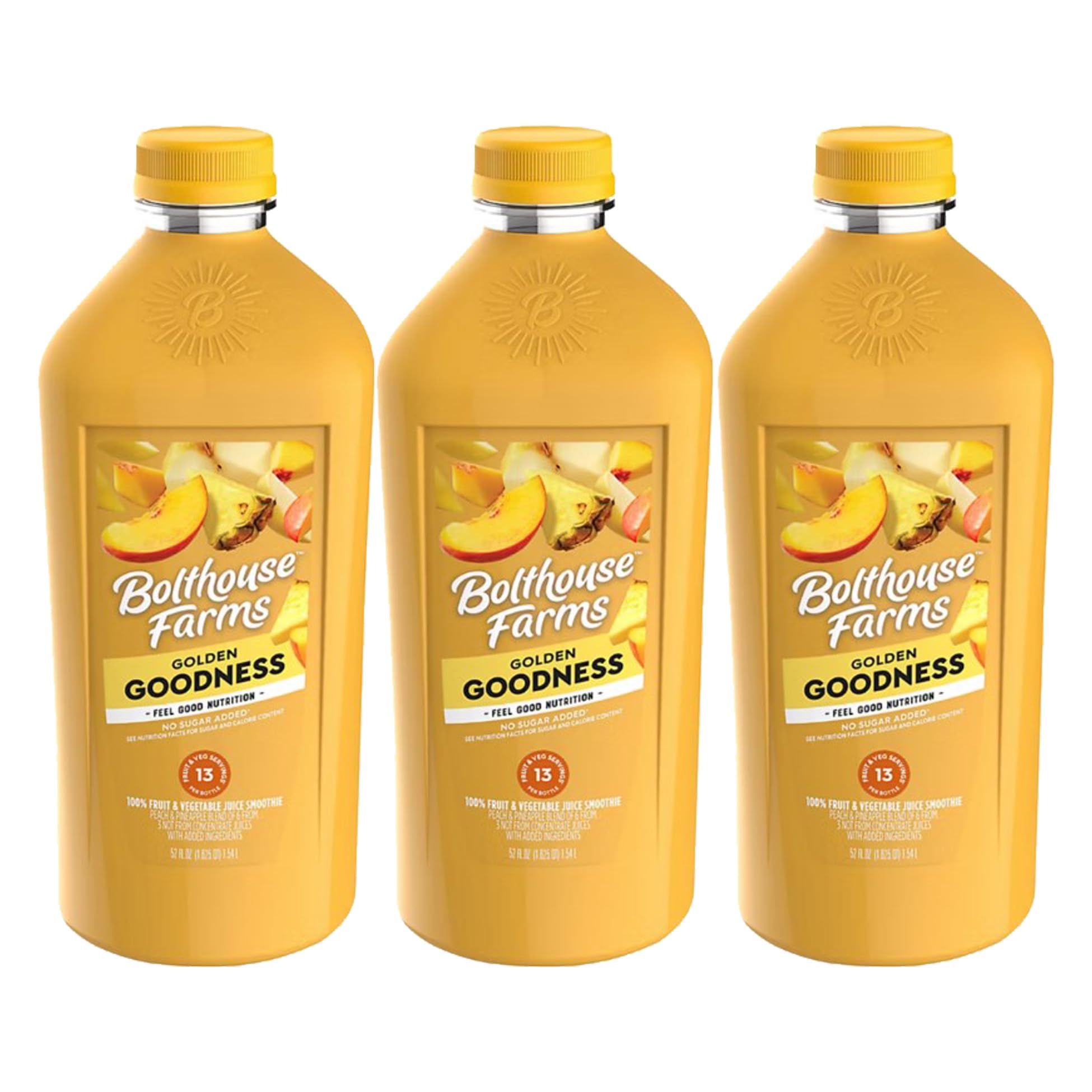 Bolt house Farm Golden Goodness 100% Fruit Juice Smoothie | 52 oz, (Pack of 3)