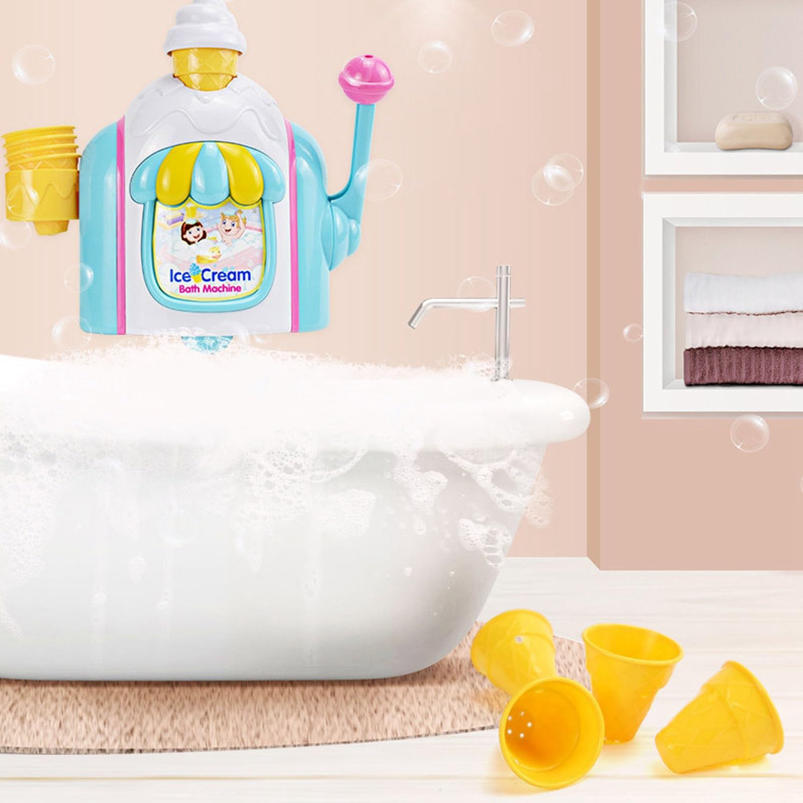 Sorandy Toddler Bath Toys, Bath Ice Cream Toy, Bubble Maker for Kids, Fun Bathtub Time Foaming Play Toys, Ideal for 3-8 Years Old Girls Boys, Birthday Gift & Holiday — view 5