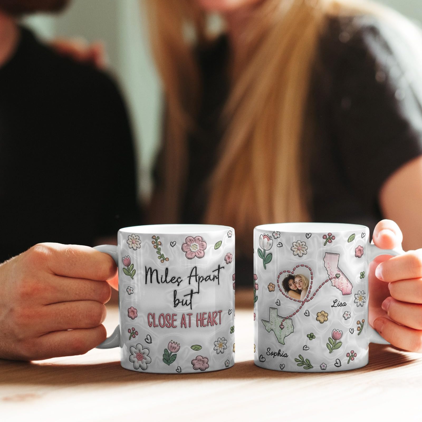 Long Distance Friendship Mugs - Miles Apart But Close At Heart Gift