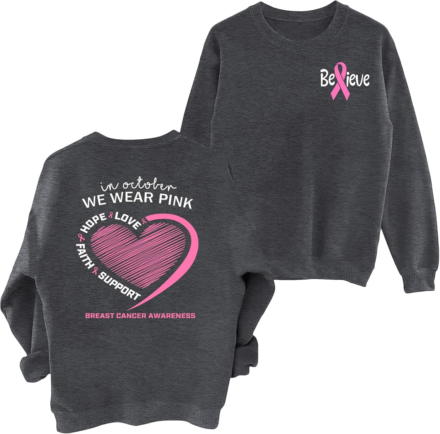 Breast Cancer Sweatshirts for Women In October We Wear Pink Shirt Cancer Awareness Pink Ribbon Pullover Tops