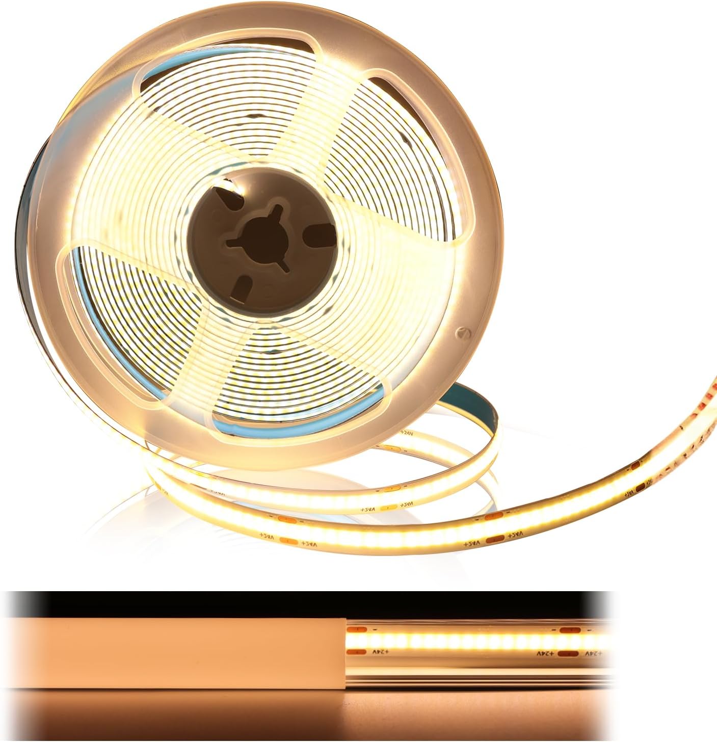 16.4FT/5Meter COB LED Strip Lights DC24V 3000K SH3L and 10Pack 3.3FT/1M Excellent Spotless LED Channel System U108 HW