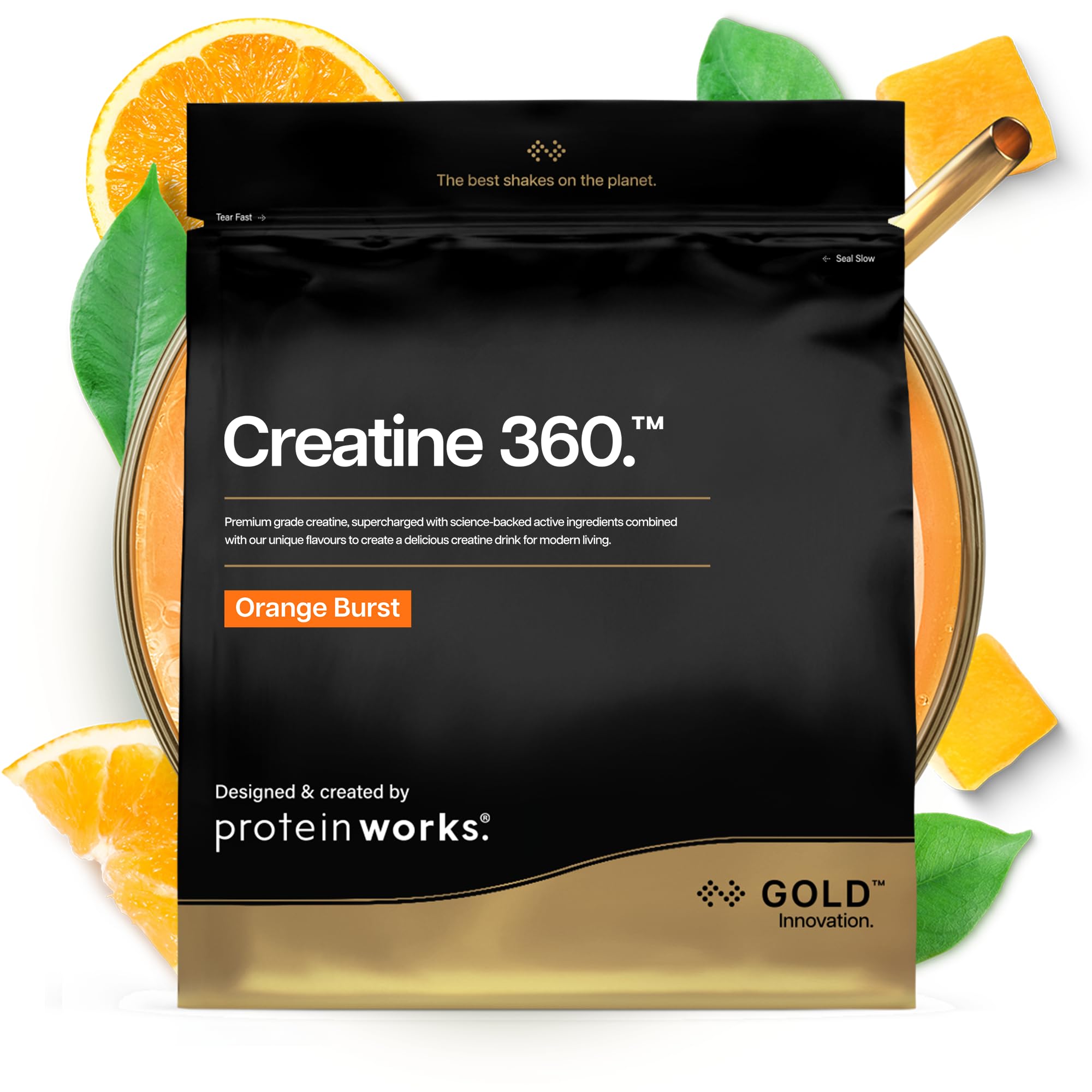 Protein Works | Creatine 360 - Gold Innovation, Creatine Monohydrate, CoQ10, Aquamin, Vitamin D3 & B6, Magnesium, Improves Focus, Mental Clarity, Cellular Support, Orange & Mango, 60 Servings, 300g