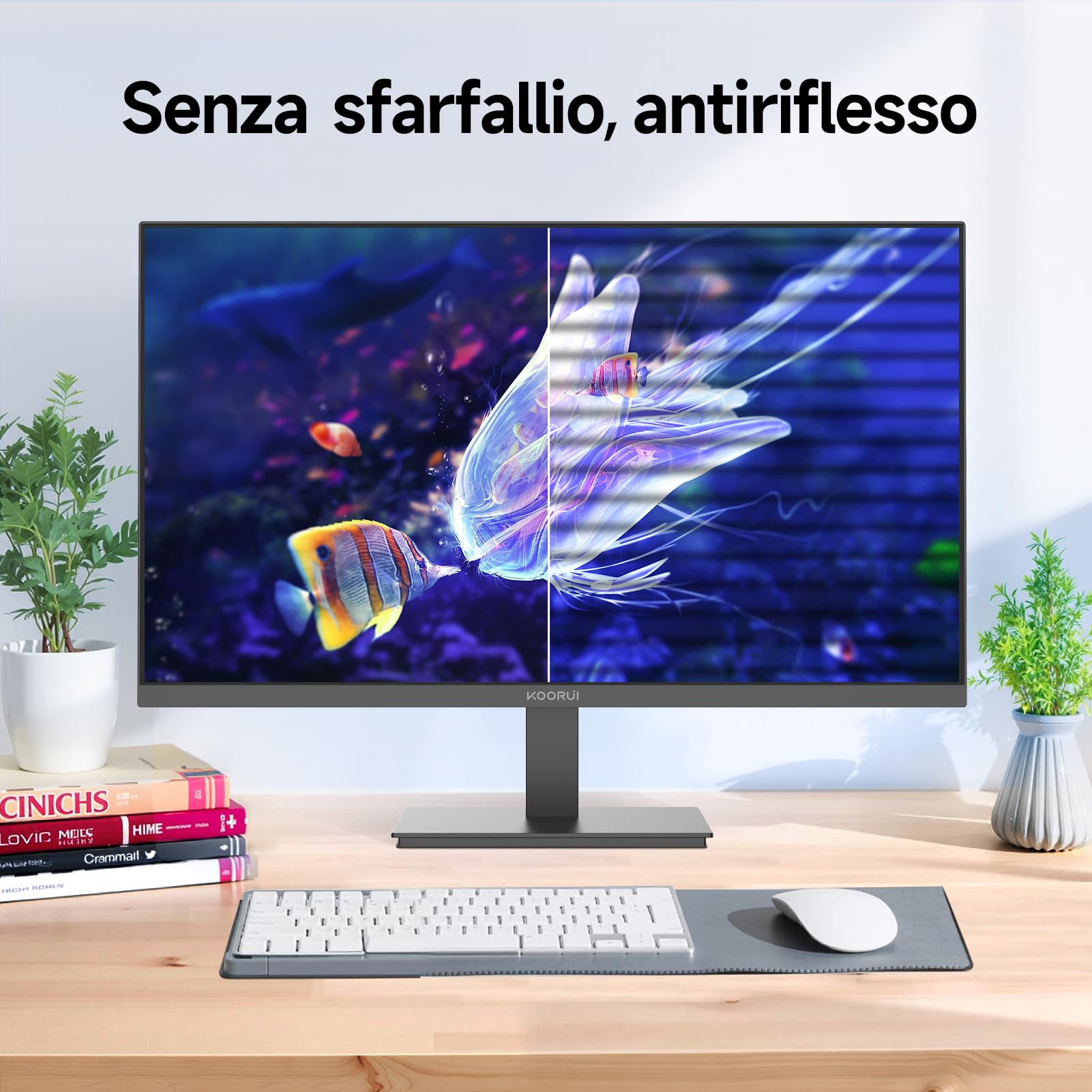 KOORUI Schermo da 24 pollici, Monitor IPS FHD 1920 x 1080, Monitor per PC a 100 Hz, con Protezione Oculare, HDMI &VGA, VESA 100 x 100 mm