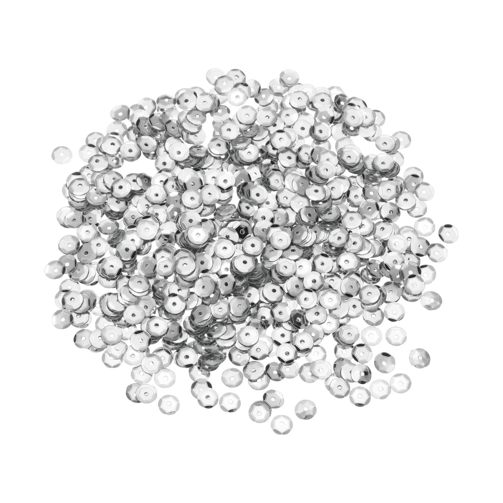 sourcing map Lentejuelas sueltas, 2000 unidades, 5 mm, parte trasera plateada, lentejuelas bordadas para joyería, manualidades, costura, tono plateado