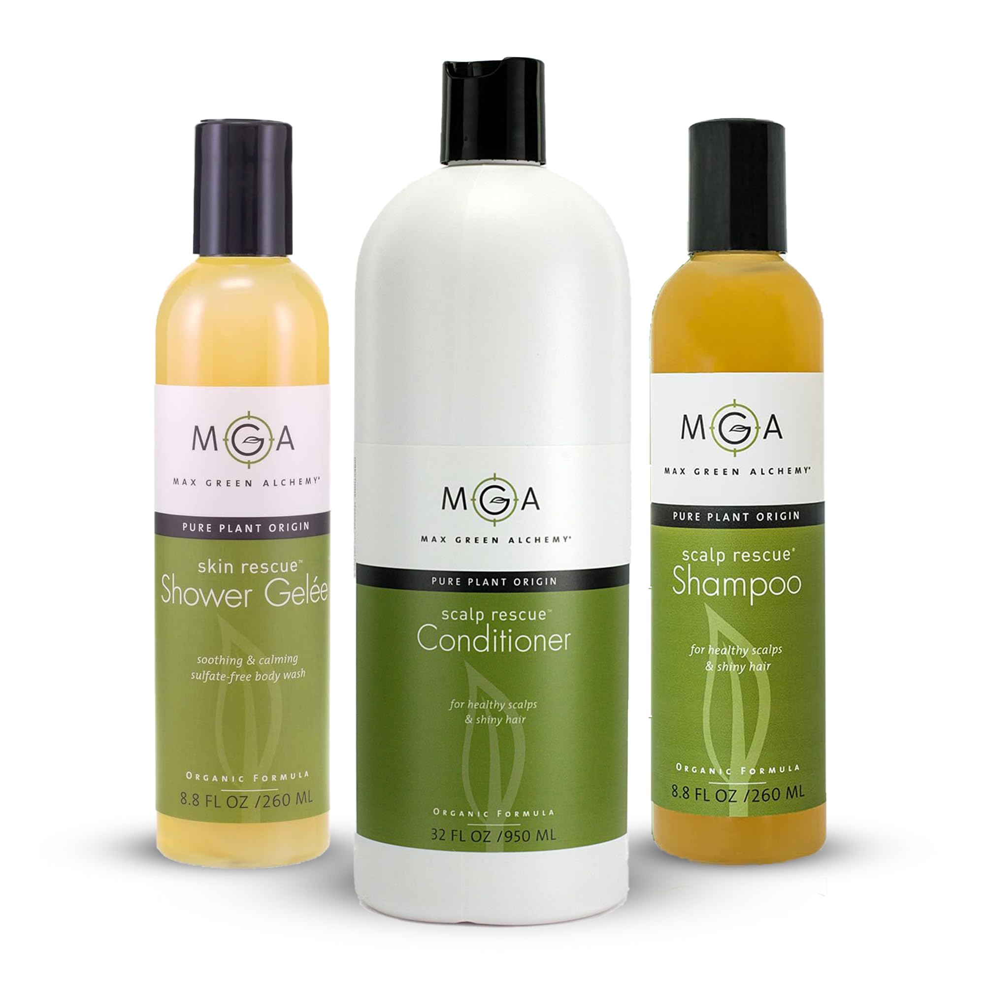 Max Green AlchemyRevitalize Your Routine: MGA Vegan Hair & Body Care - Nourish with Nature's Best, pH Balanced Formulas, Sulfate-Free, Herbal Scent, 3 Luxurious Essentials