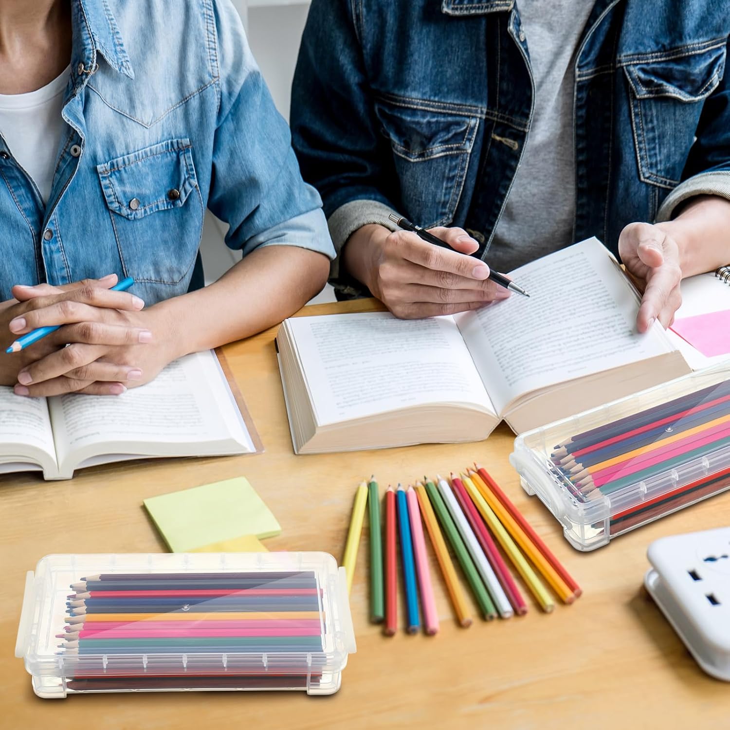 Gueevin 24 Pcs Large Capacity Plastic Pencil Box Clear Plastic Pencil Case Crayon Box with Snap Tight Lid Watercolor Pen Storage Brush Organizer Drawing Tools Container (White) - Image 6