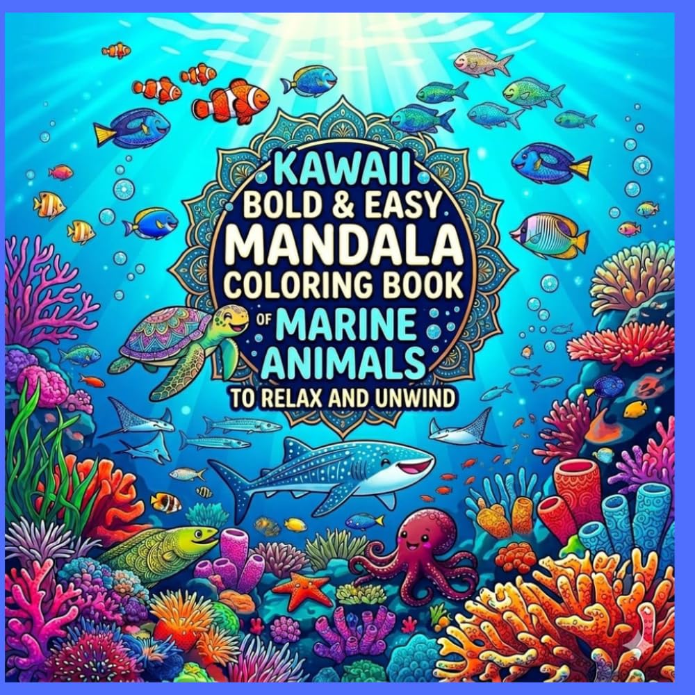Kawaii ocean animals coloring book: Bold and Easy Mandala Designs for Adults and Teens – Cute Marine Life for Relaxation, Stress Relief and ... An Anti-Stress Book for Adults and Children)