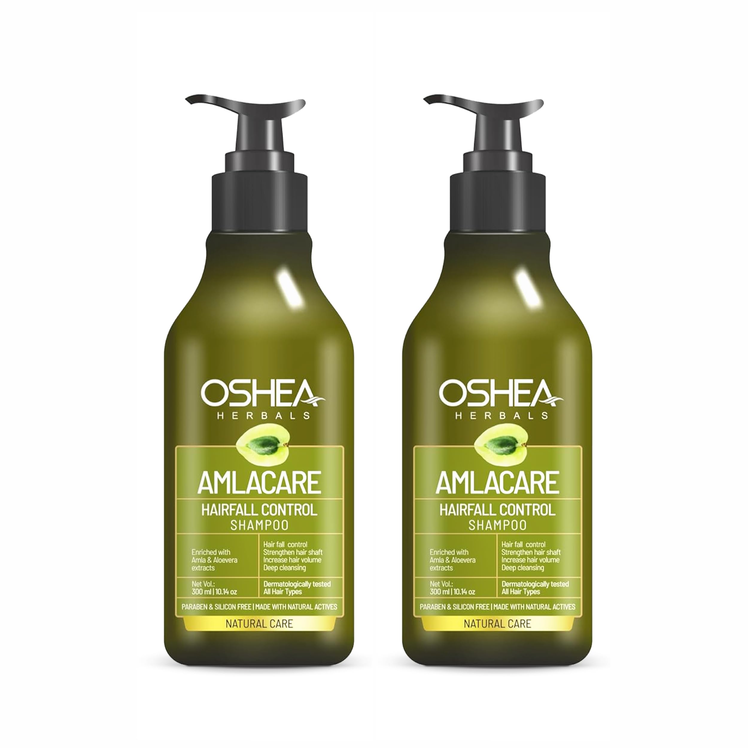 Oshea Herbals Amlacare Hairfall Control Shampoo for Men & Women | Strengthens Hair, Reduces Hairfall & Dandruff | Enriched with Aloe Vera & Amla Extracts - 300 ml (Pack of 2)