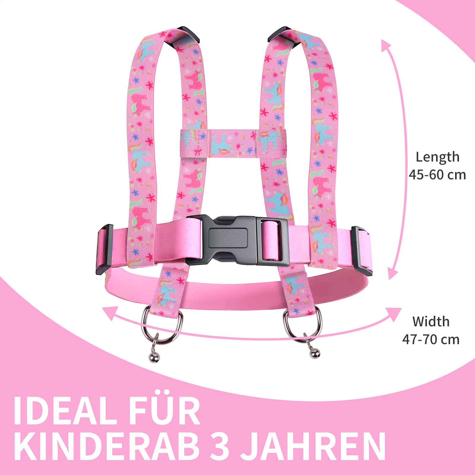 Pferdeleine Kinder | Verstellbares Pferdegeschirr für Kinder | Pferdeleine zum Spielen für Mädchen Jungen, Draußen Kinderspielzeug(Rosa)