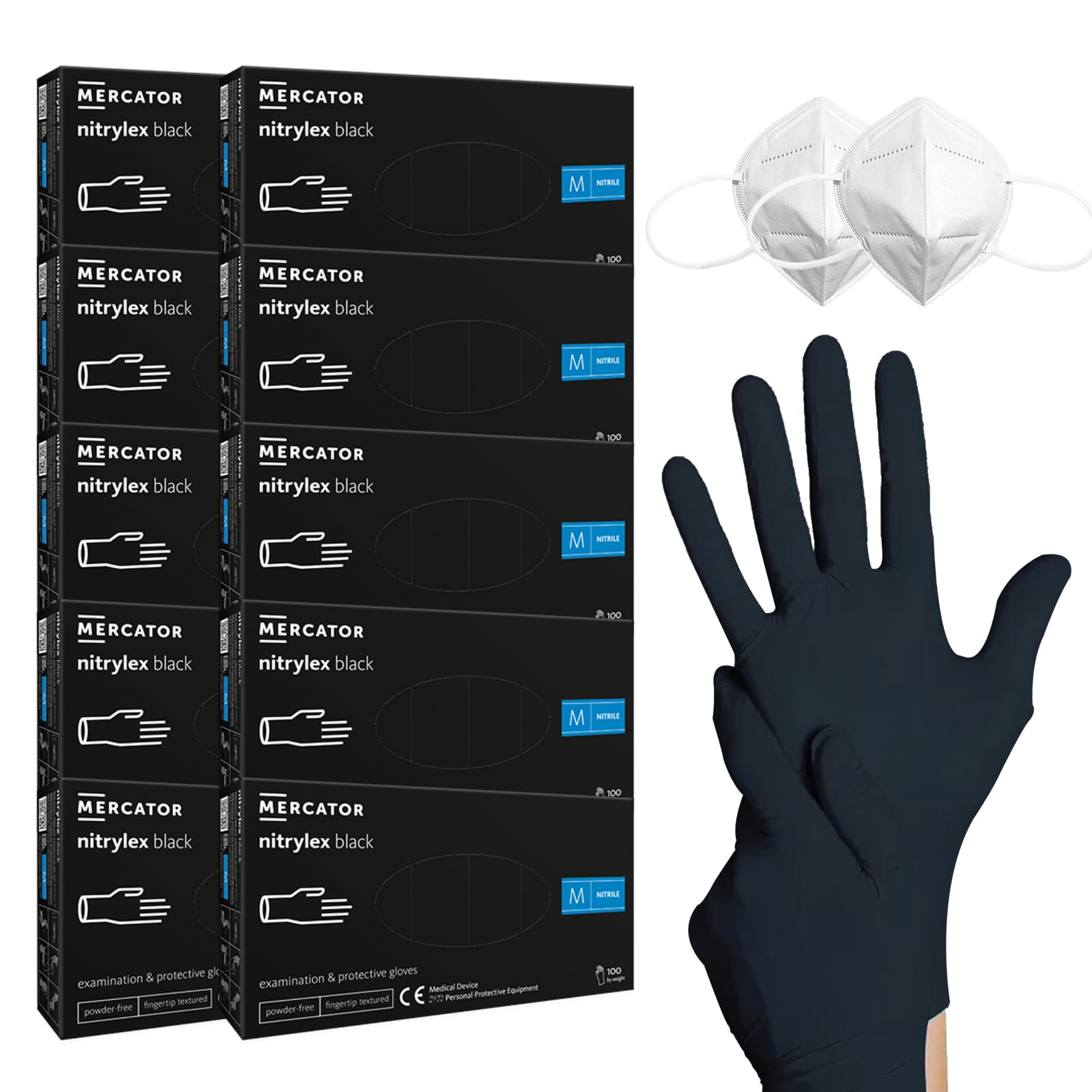 1000 Stück Schwarz HansaGT EinweghandschuheNitrilhandschuhe puderfrei, Handschuhe Einweg latexfrei, strapazierfähige reißfeste Gummihandschuhe, Einweghandschuhe für Kochen, Reinigen (M)