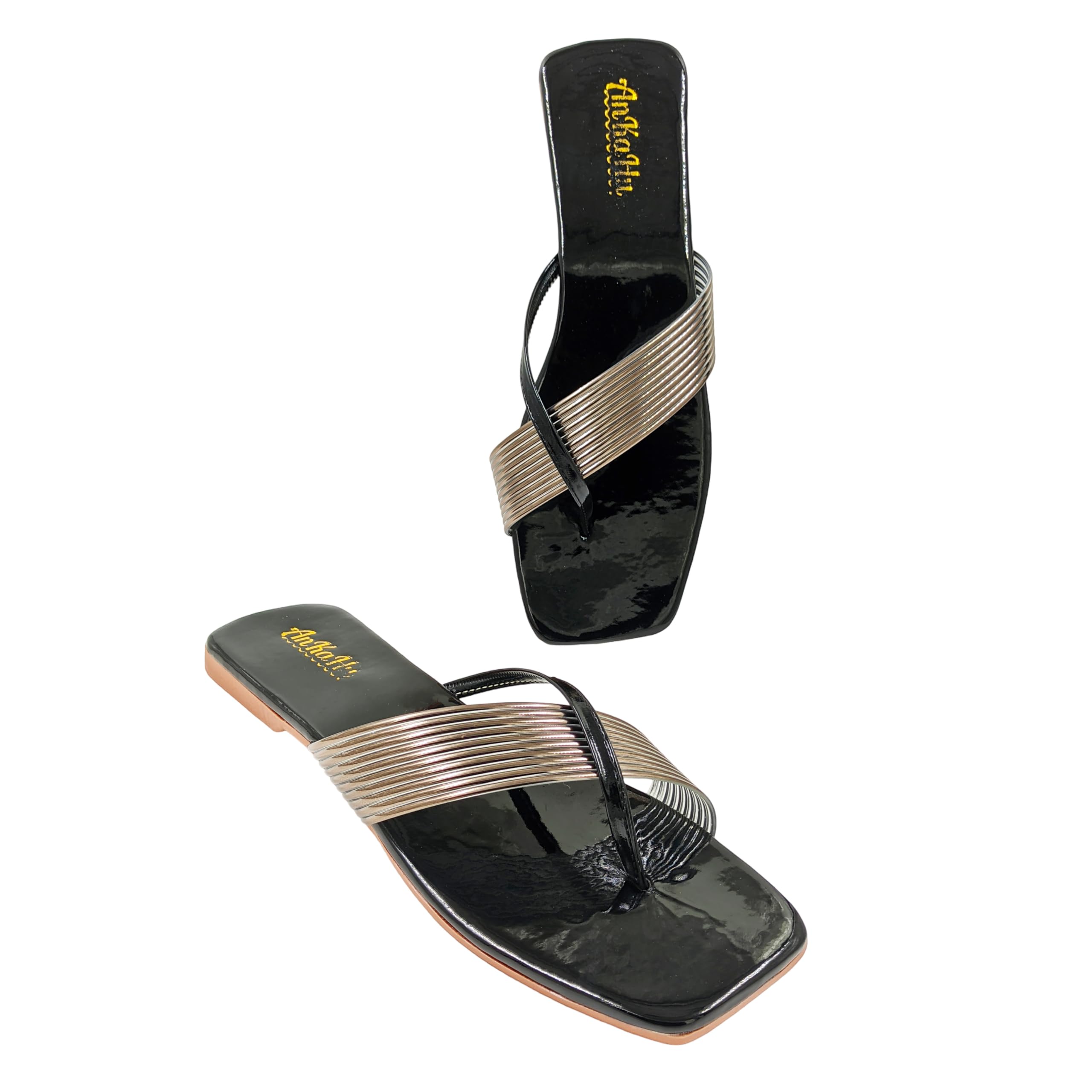 AnKaHu flats for women stylish latest model black rose gold peach beige rainbow fashion casual daily use ladies footwear chappal by ankahu.com (Black, 5) (B0DBDXXY31) Amazon Price History, Amazon Price Tracker