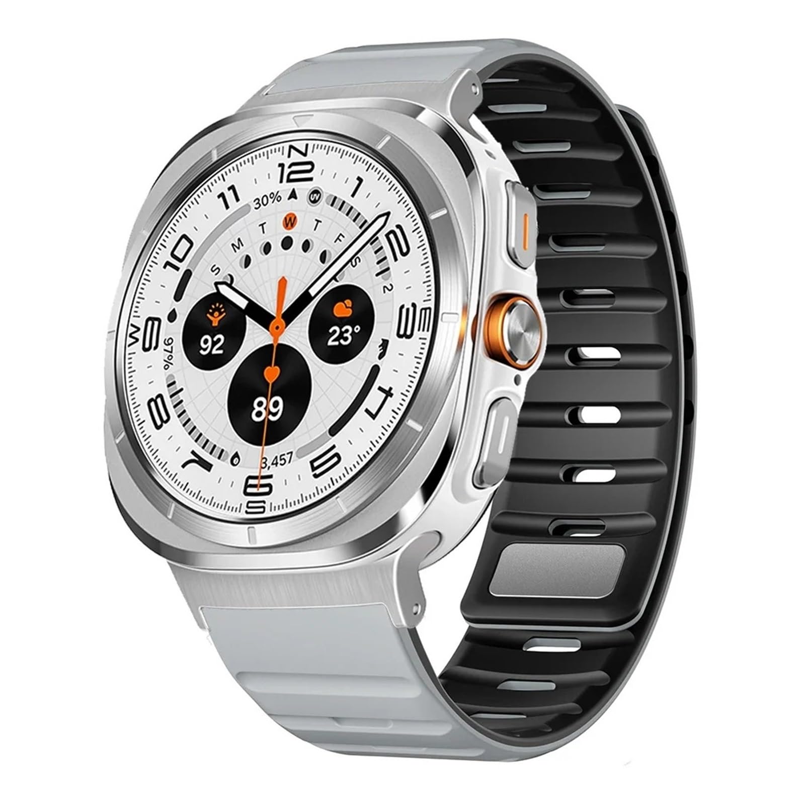 JDIME Cinturino magnetico per Samsung Galaxy Watch Ultra 47mm Cinturino in morbido silicone da uomo per Samsung ultra 7 ULTRA 47MM Bracciale sportivo Cinturini Correa(Silver grey black)
