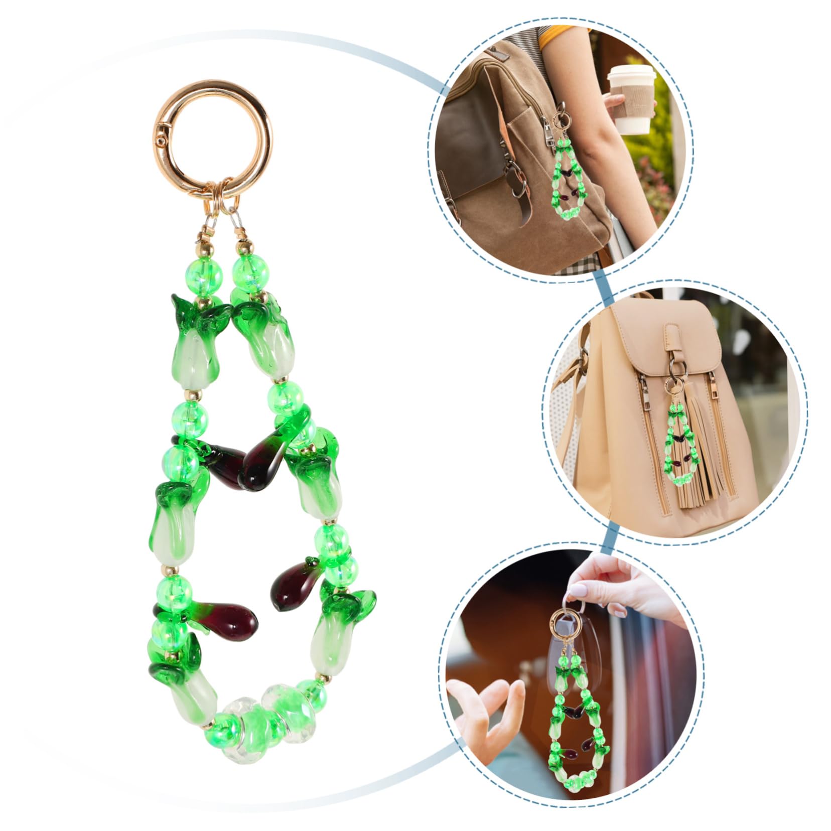 HOMSFOU 5 Colgantes De Cuentas Para Bolso Llavero Con Cuentas Decoración Para Bolso Llavero Con as De Berenjena Con as Decoración Para Mochila Colgante De Cristal