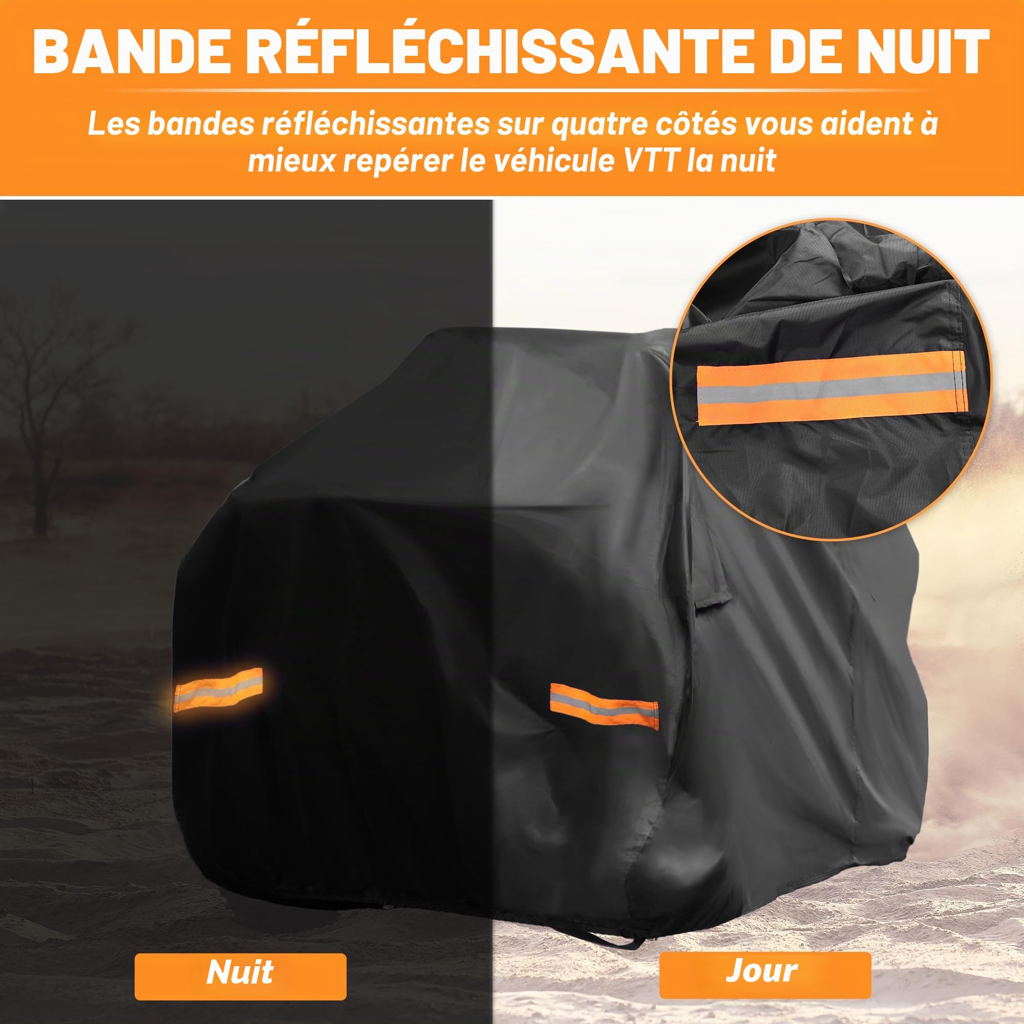 X AUTOHAUX Housse de Protection pour Quad Can-am Outlander XT 700/X Mr 700 étanche à 4 Roues - Protection Contre Le Soleil et la Pluie - 210D-PU - Noir - 230 x 124 x 123 cm