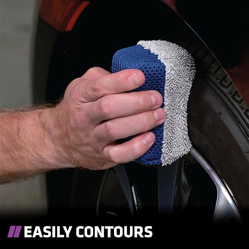 Miniatura 3 de VIKING Esponjas aplicadoras de brillo de neumáticos, malla multiusos y almohadilla aplicadora de microfibra para detalles de automóviles, azul y