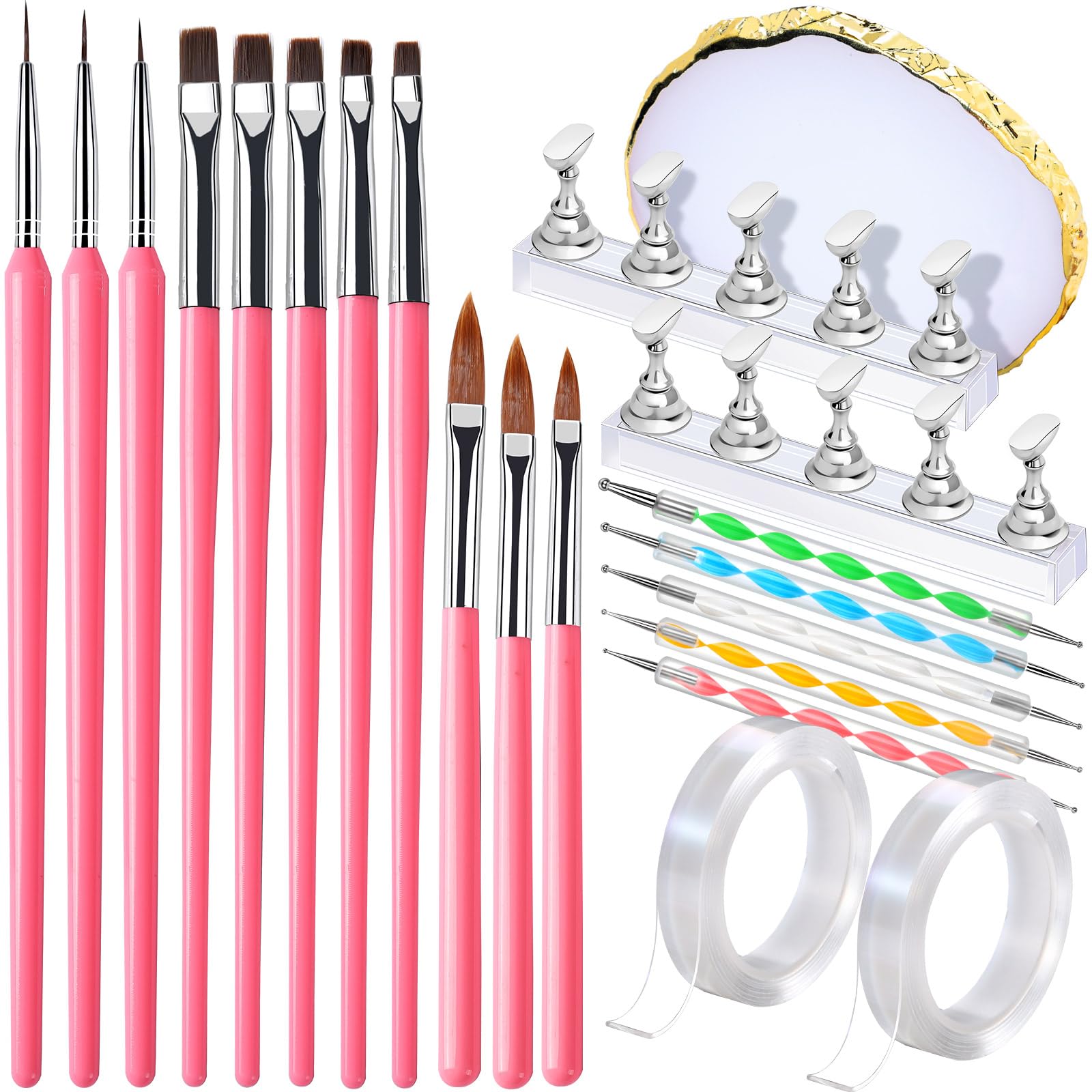 FANDAMEI Nail Art Brushes Nail Brush Set With Nail Stand Nail Holder For Painting Nails Nail Art Tools