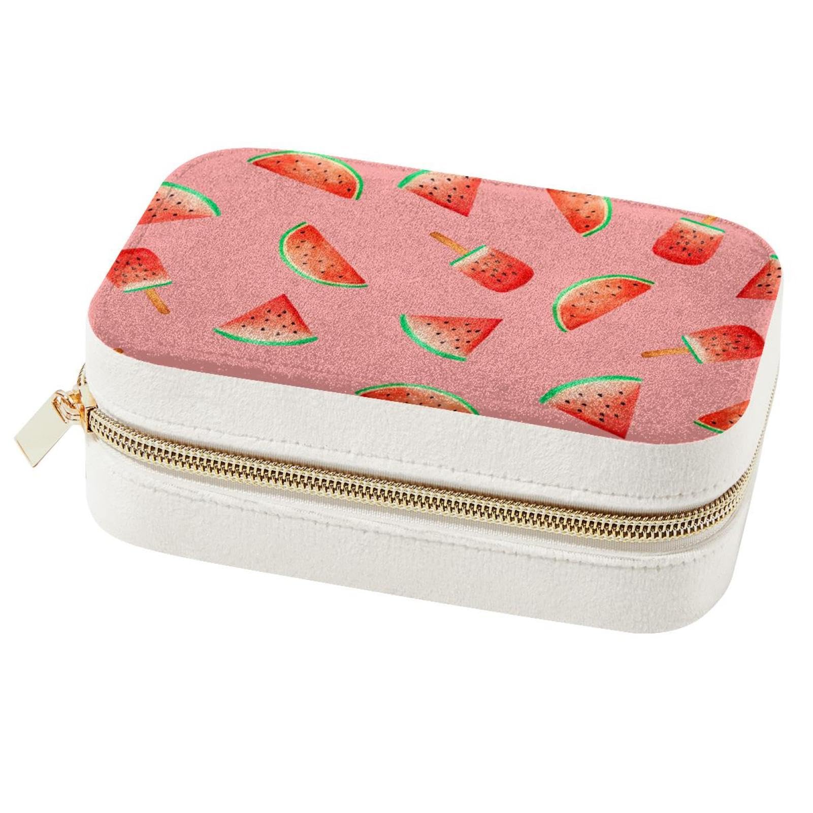 Boîte à bijoux portable pastèque : boîte de rangement bijoux pour femmes et filles