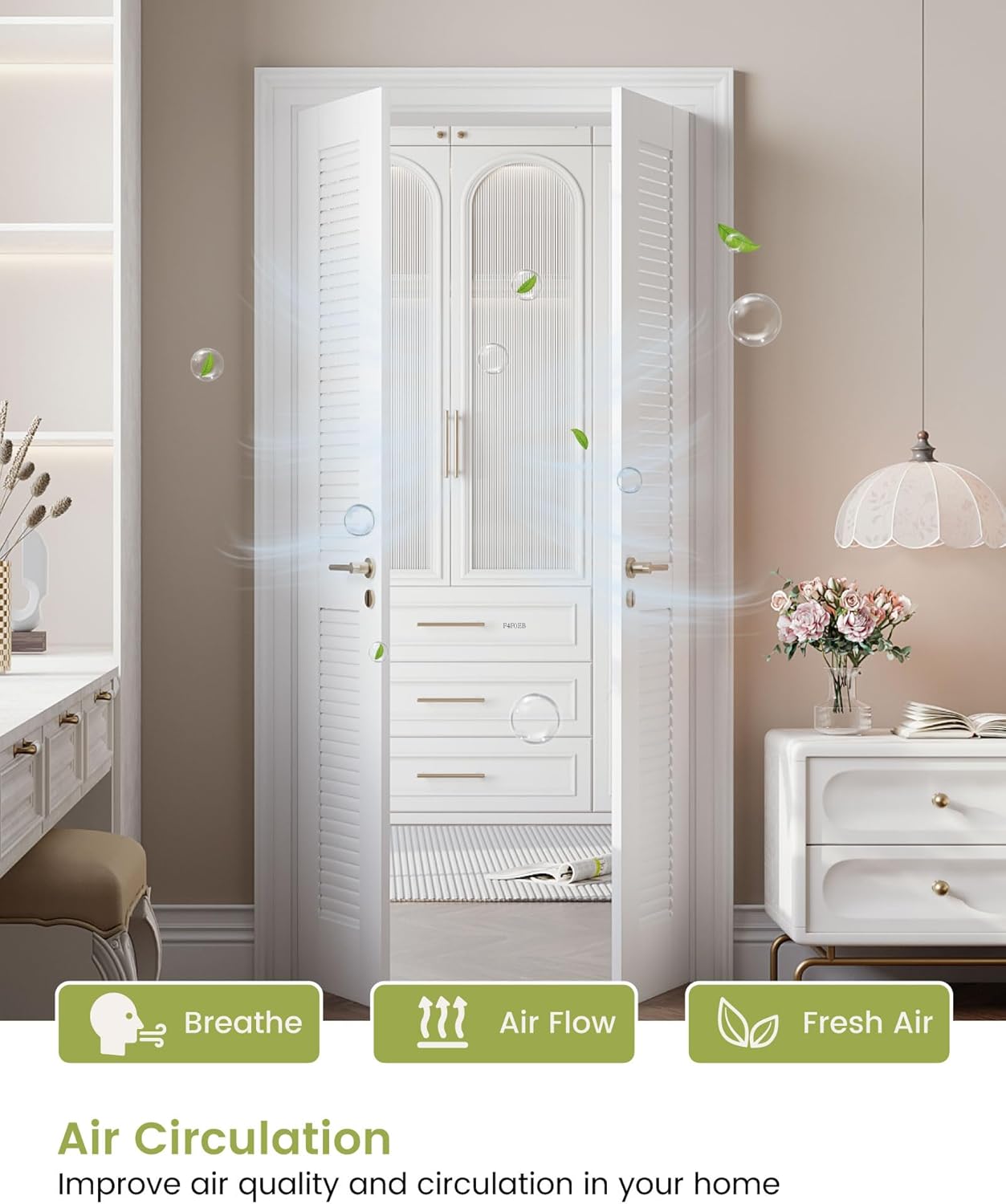 24"x 80" Louvered Interior French Slab Door, Pre-Assembled White Primed Solid Core Panel w/o Prehung Jamb, Vented Door for Pantry Closet Laundry Bedroom