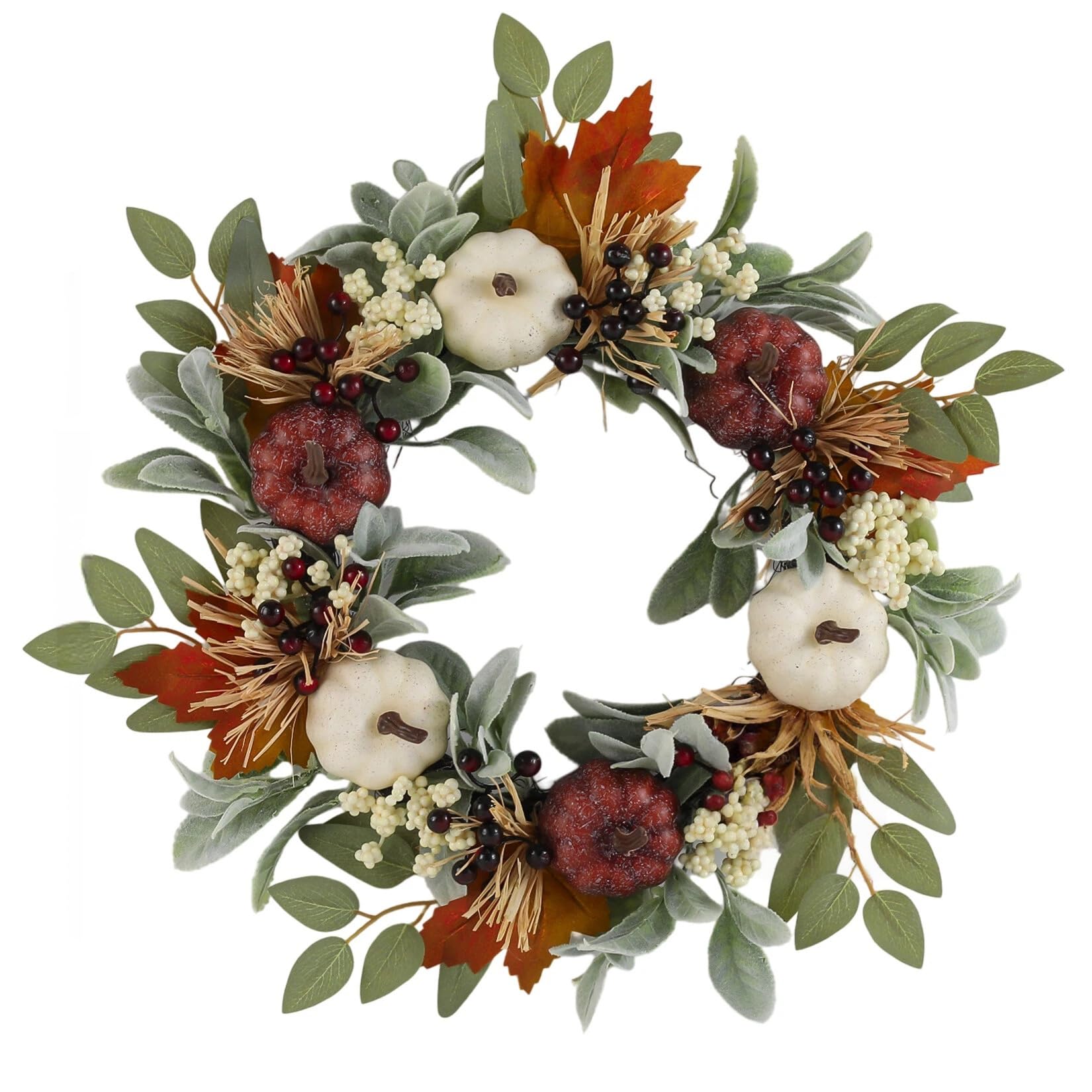 Autumn Lamb Ear Pumkins Fall Wreaths for Front Door 45 CM
