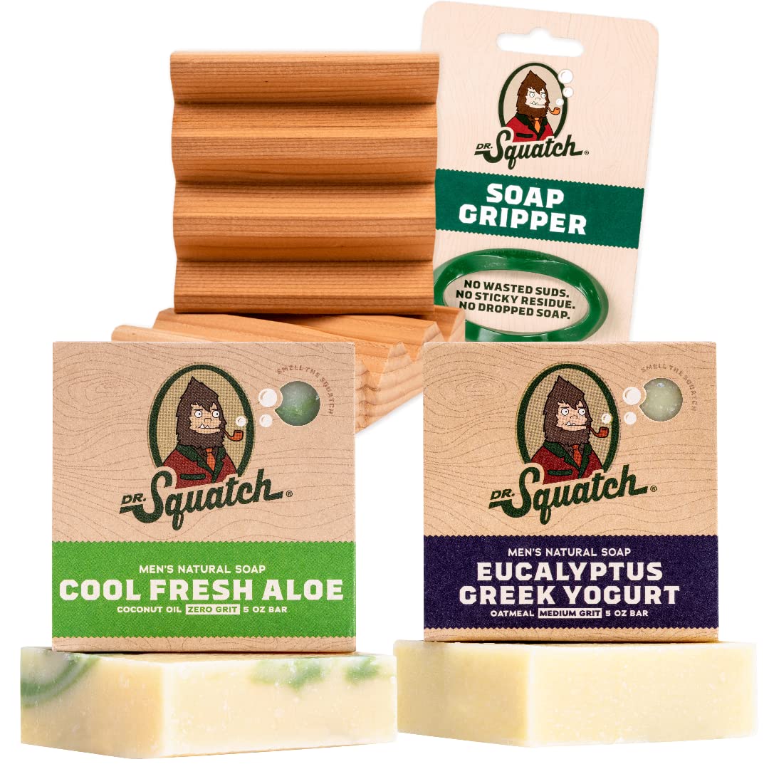 Dr Squatch Basic Squatch Fresh Pack - Eucalyptus Greek Yogurt and Cool Fresh Aloe - Handmade Bar Soap