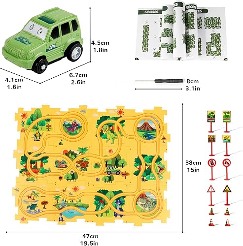 Miniatura 7 de XAZASTOV Rompecabezas de piso de plástico para niños de 3 a 5 años, juego de rompecabezas de pista de coche, juguetes educativos Montessori para