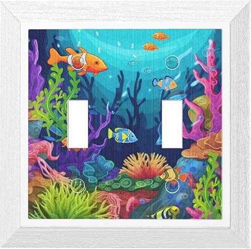 Placas de interruptor de luz de doble cubierta de interruptor de luz de mar tropical, cubierta decorativa de pared de 2 bandas, cubierta de enchufe