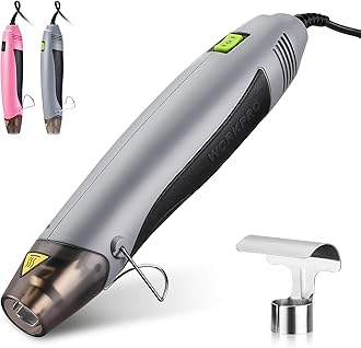 Heat Gun, 400W Mini Hot Air Gun with Reflector Nozzle, 2 Temp Settings 482℉(250℃)/842℉(450℃) and 5.9ft Long Cable Overload Protection for Craft Embossing, Shrink Wrapping PVC, Drying Paint