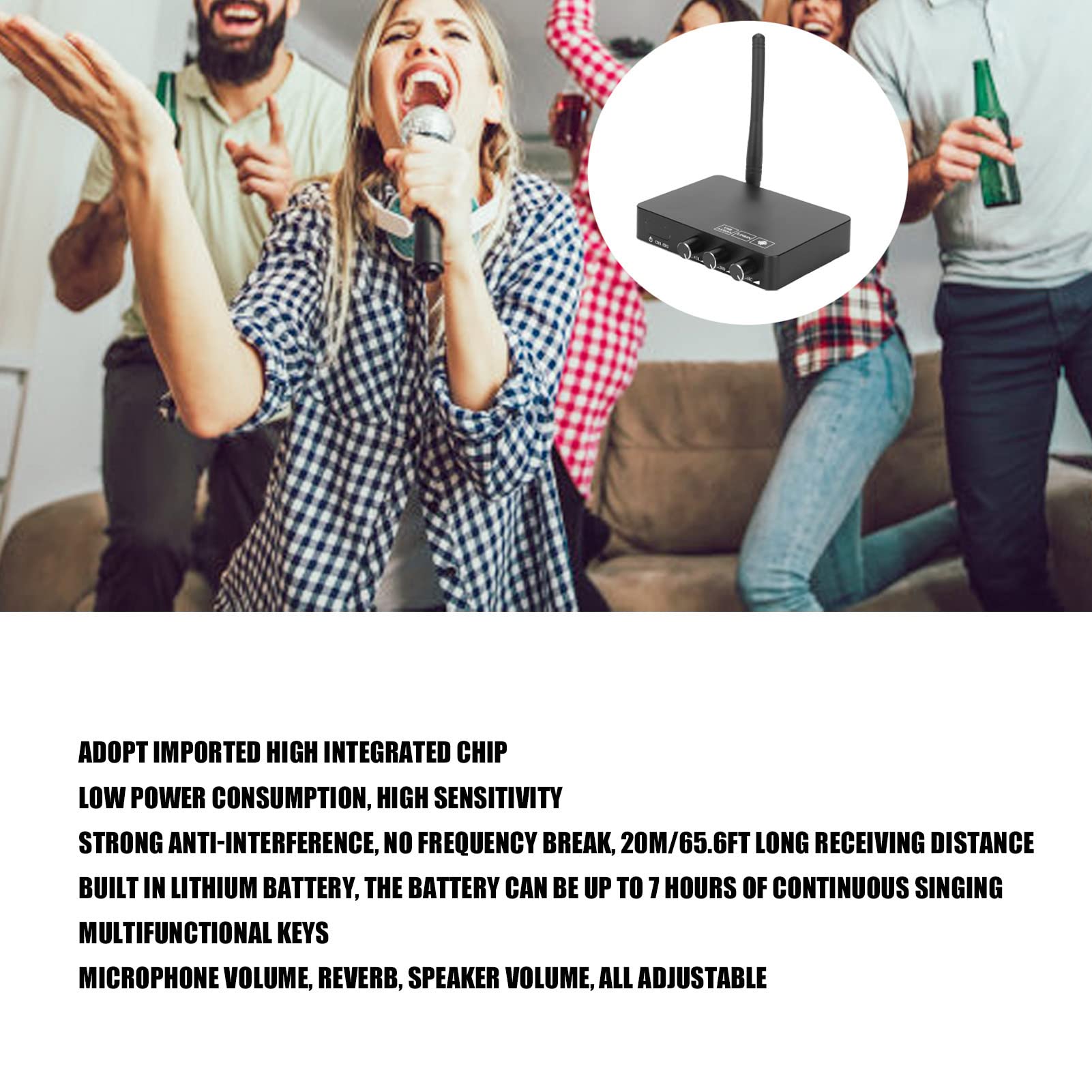 Bewinner Microfonico Wireless Professionale K2, Set Microfono Dinamico Cordless VHF con 2 Microfoni per Karaoke, Casa, Feste, Riunioni, TV, Telefoni, Tablet, Computer
