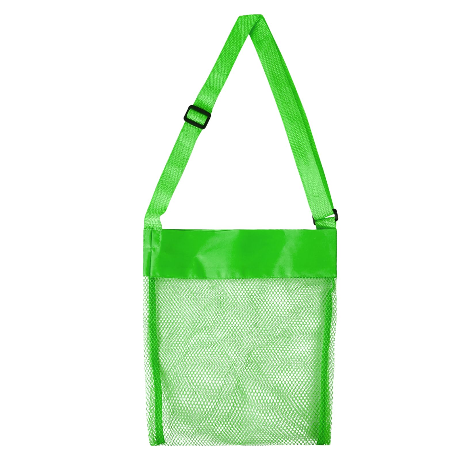 Luwint Mesh Beach Bag 10” x 11” Sea Shell Bag with Adjustable Strip Lightweight Shell Collecting Bag for Boys Girls (Green)