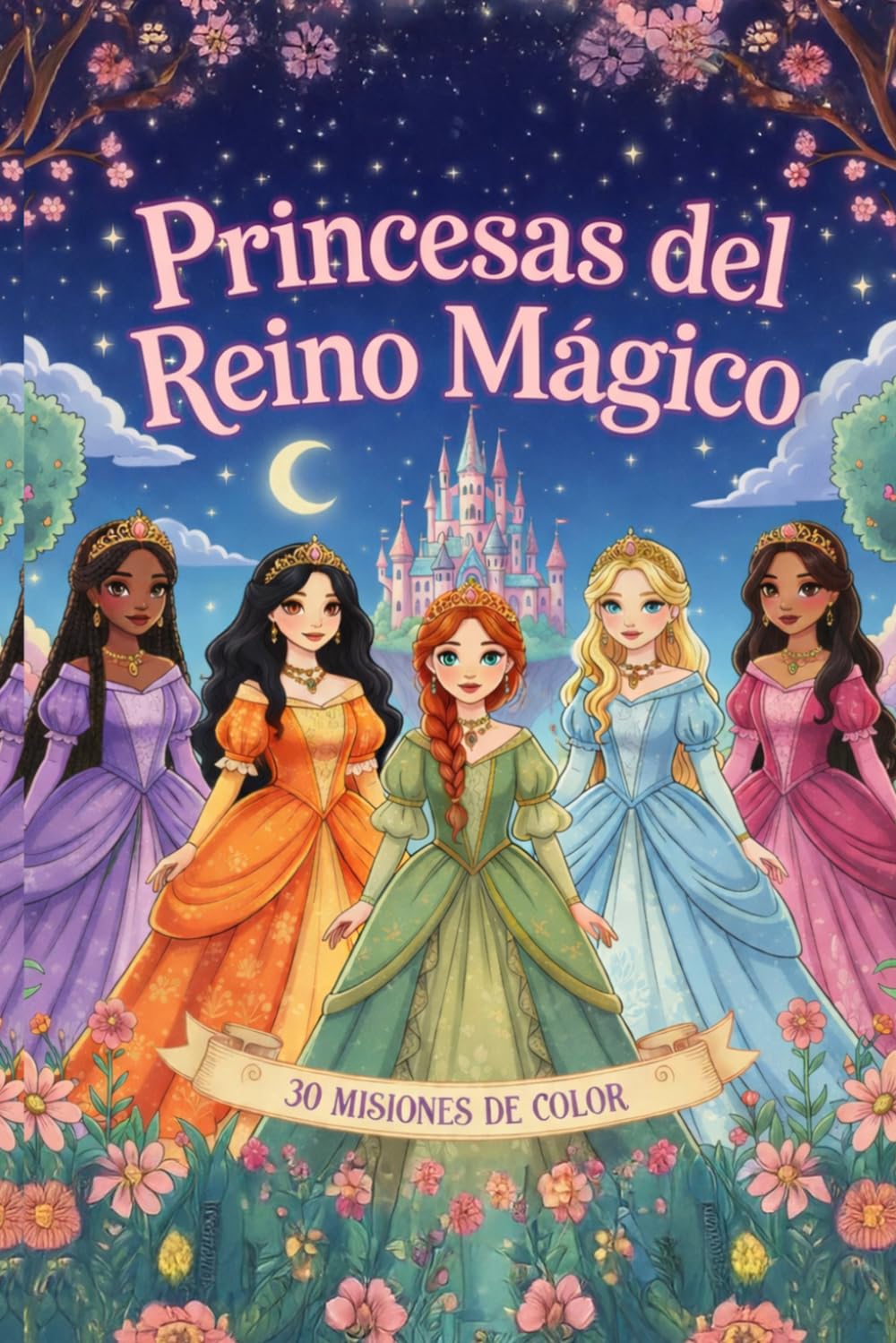 Princesas del Reino Mágico: Libro de colorear creativo para niñas