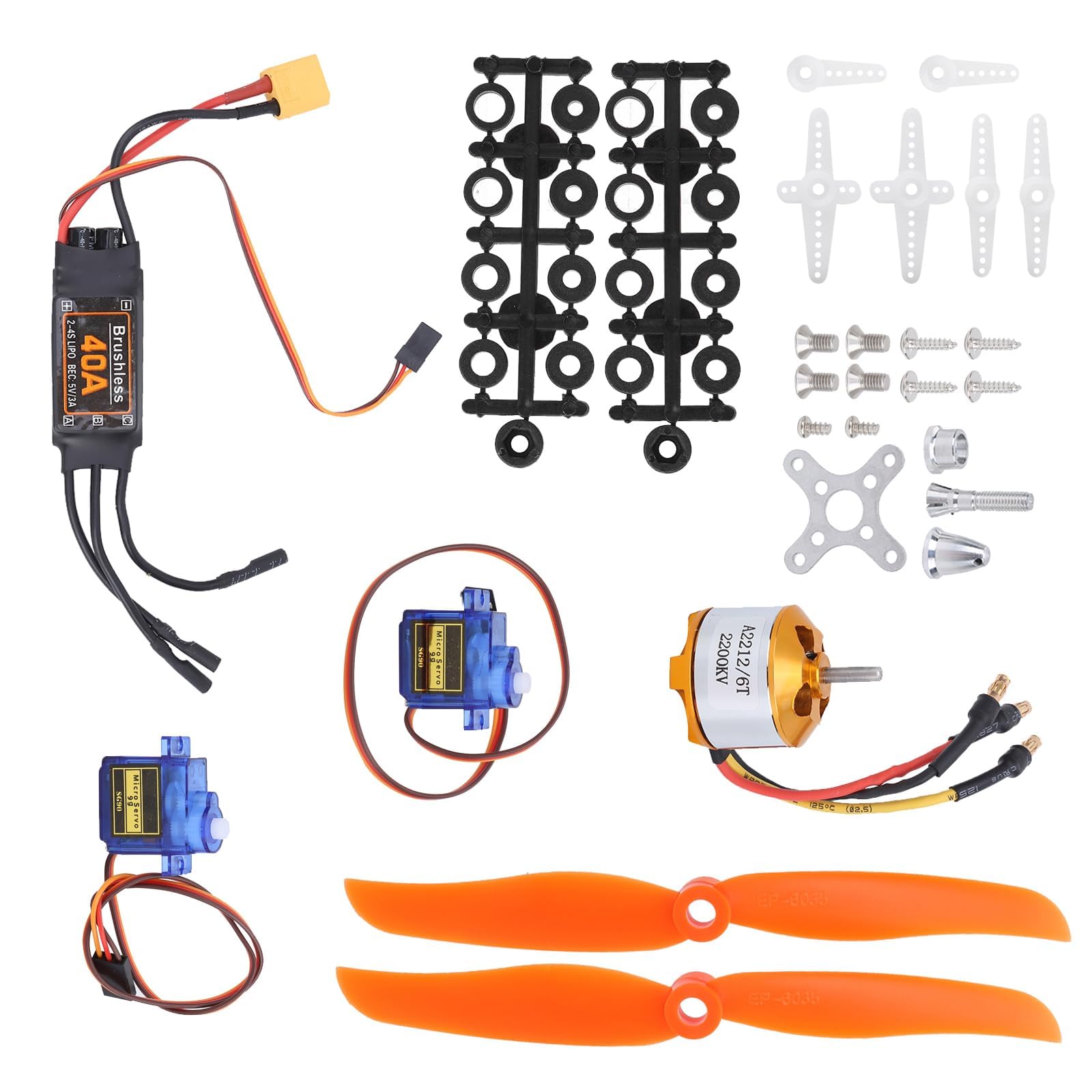 Motore per aeroplano RC, 2212 KV2200 Motore Brushless 40A XT60T SG90 Servo 6035 Kit di accessori per elica per aerei RC Aereo RC Quadcopter Aereo ad ala fissa elicottero aereo aereo