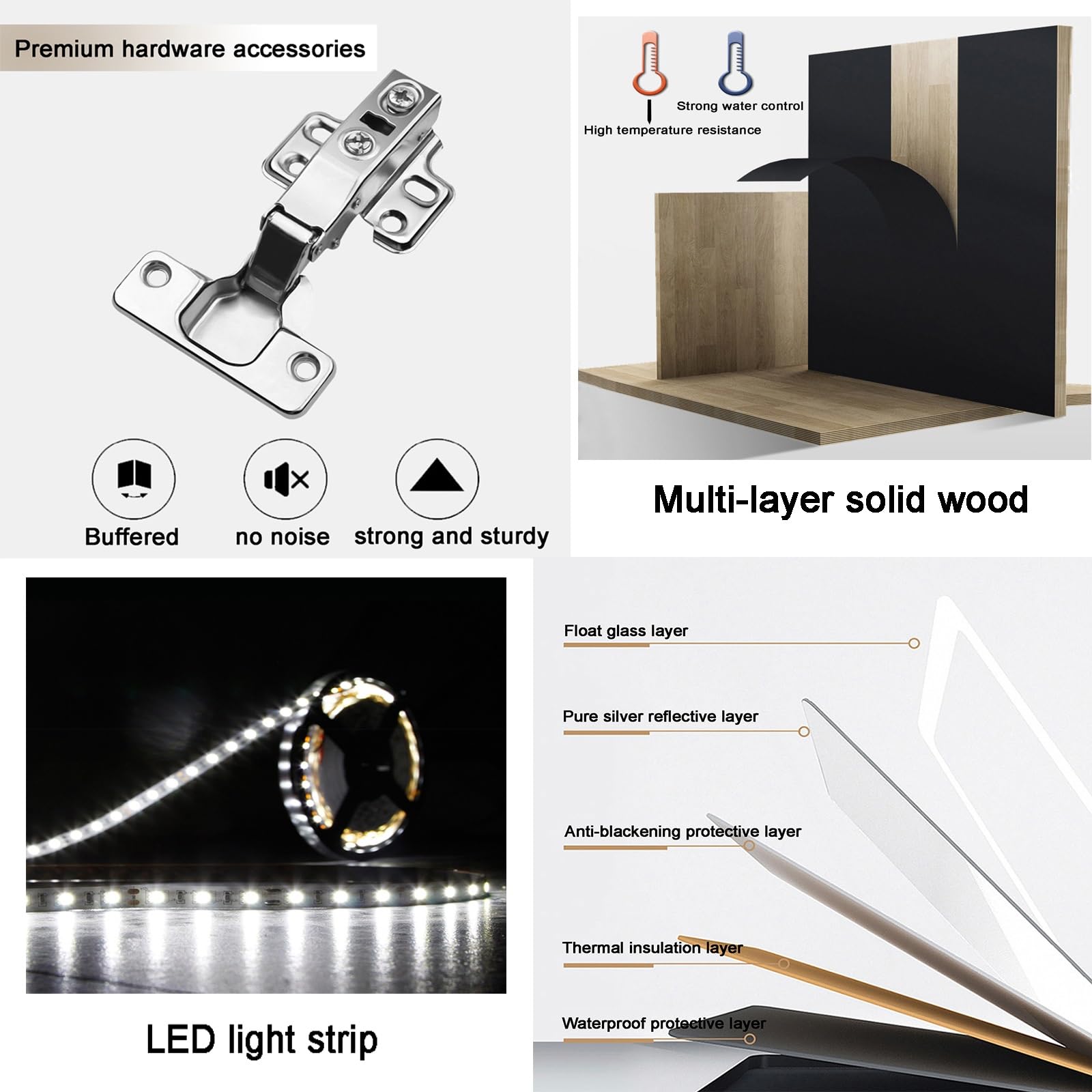 Specchio contenitore bagno，Smart mobile specchio bagno con LED luce，Armadietto da bagno sospeso，modalità a 3 colori，dimmerabile，Armadietto a Specchio Antiappannamento(A,W140*H70cm/W55.1*H27.6in)