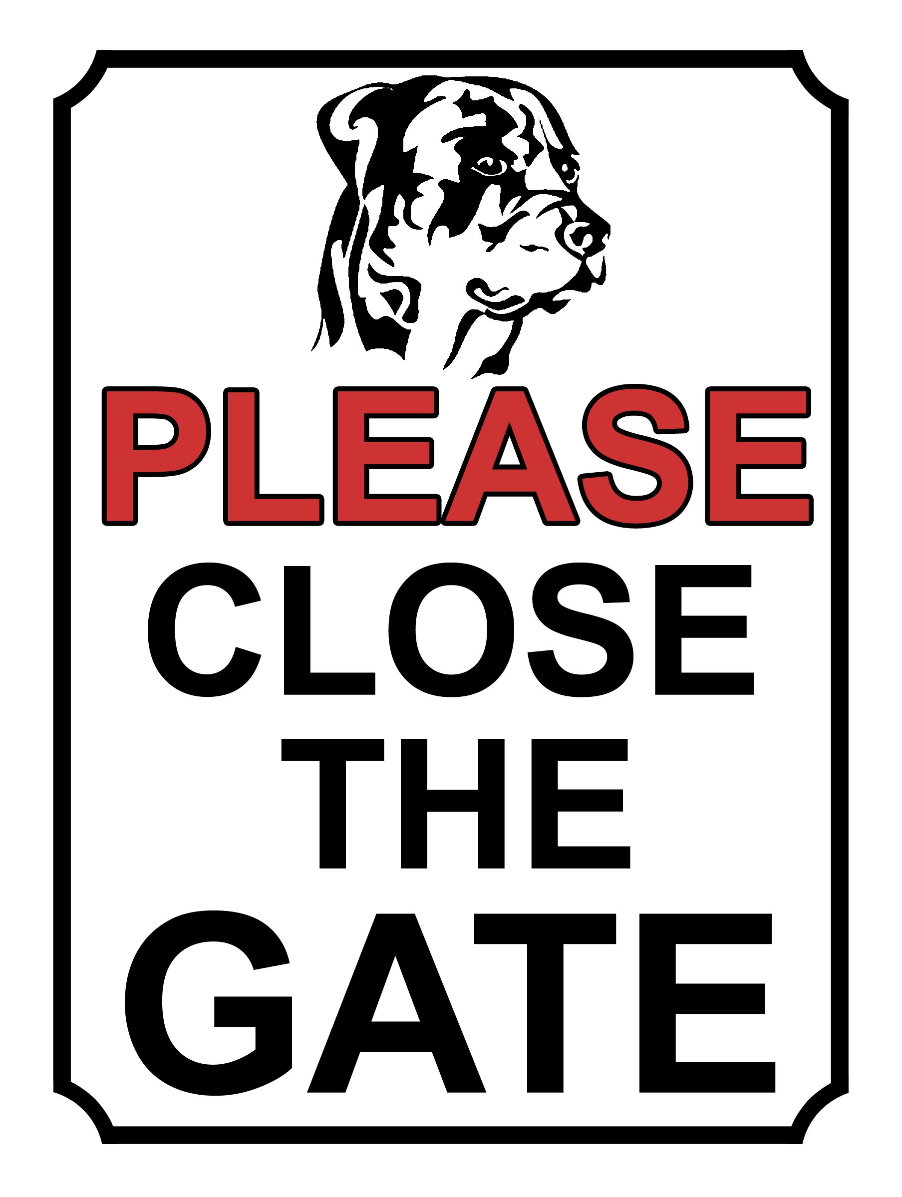 SHAWPRINT PLEASE CLOSE THE GATE DOG THEME METAL SIGN 267MM X 200MM (397H1L) LARGE 10" X 8", 10” x 8”