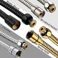 Vista 2 de Manguera de ducha de acero inoxidable, accesorio de manguera de cabezal de ducha extra larga, extensión sin torceduras con inserto de latón y tuerca