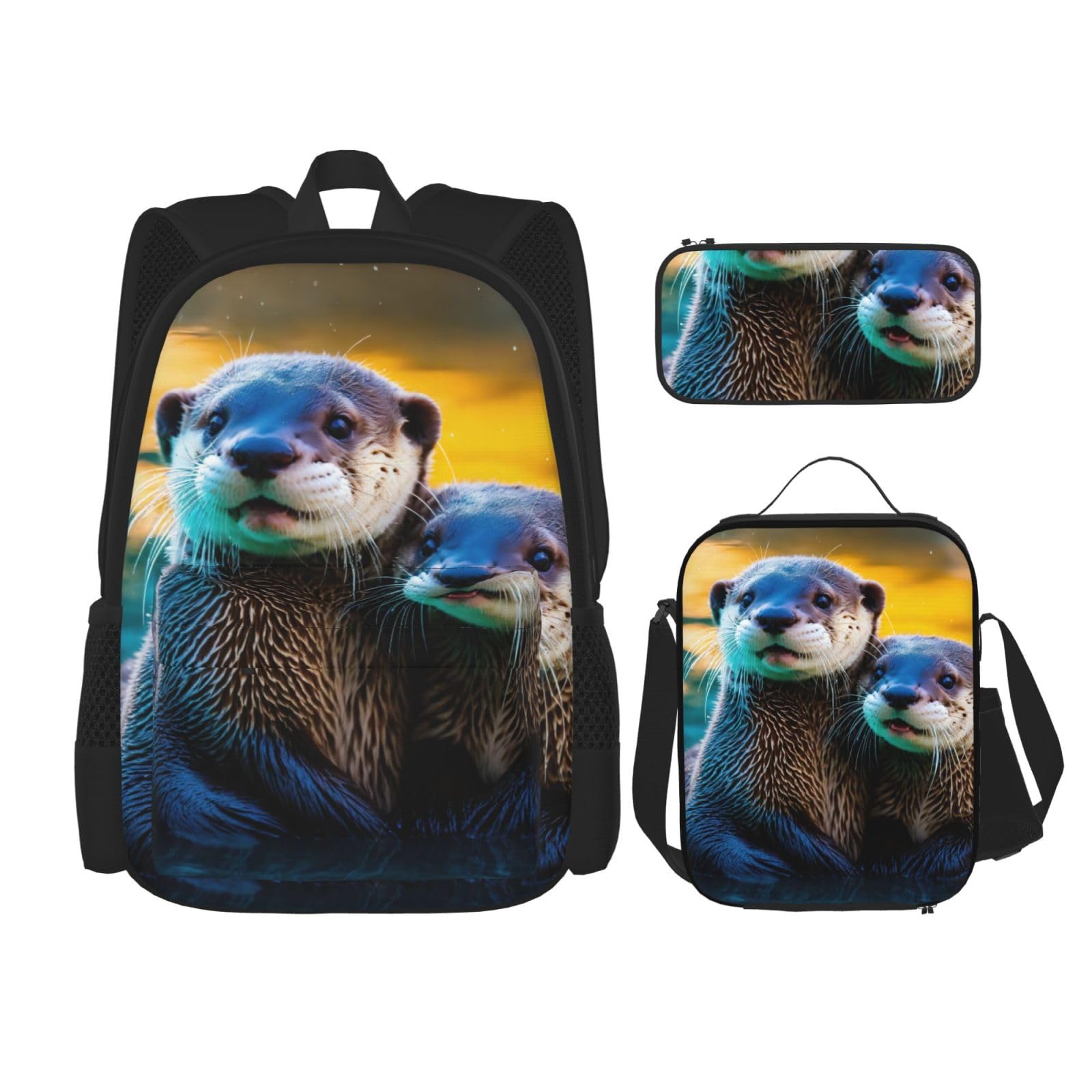 Zaino, borsa portapranzo, astuccio, set da 3 pezzi, per lavoro e