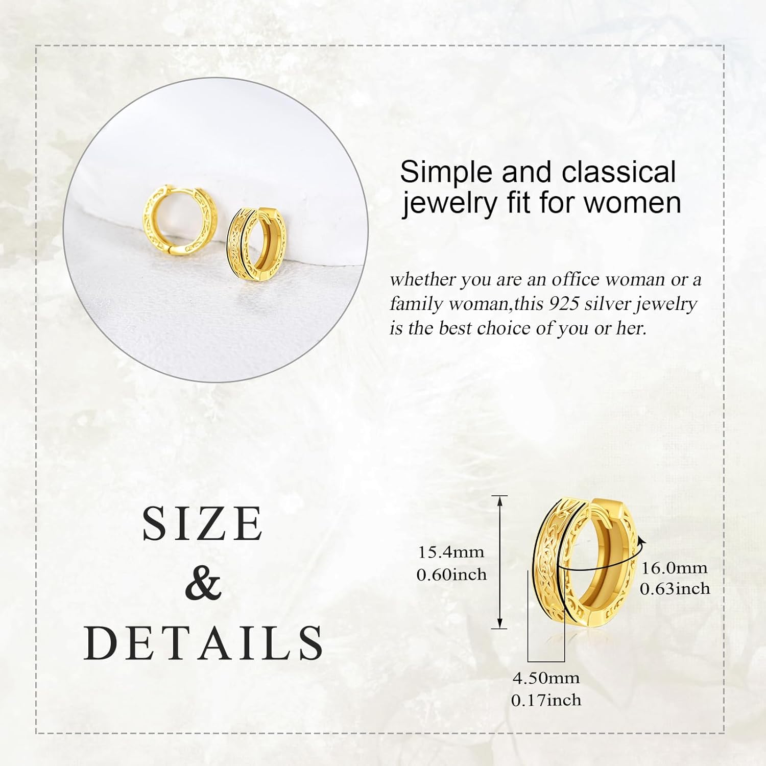 POPLYKE Viking Hoop Earrings for Men 925 Sterling Silver Punk Huggie Hoop Earrings Sturdy Norse Mythology Jewelry Gifts - Image 5