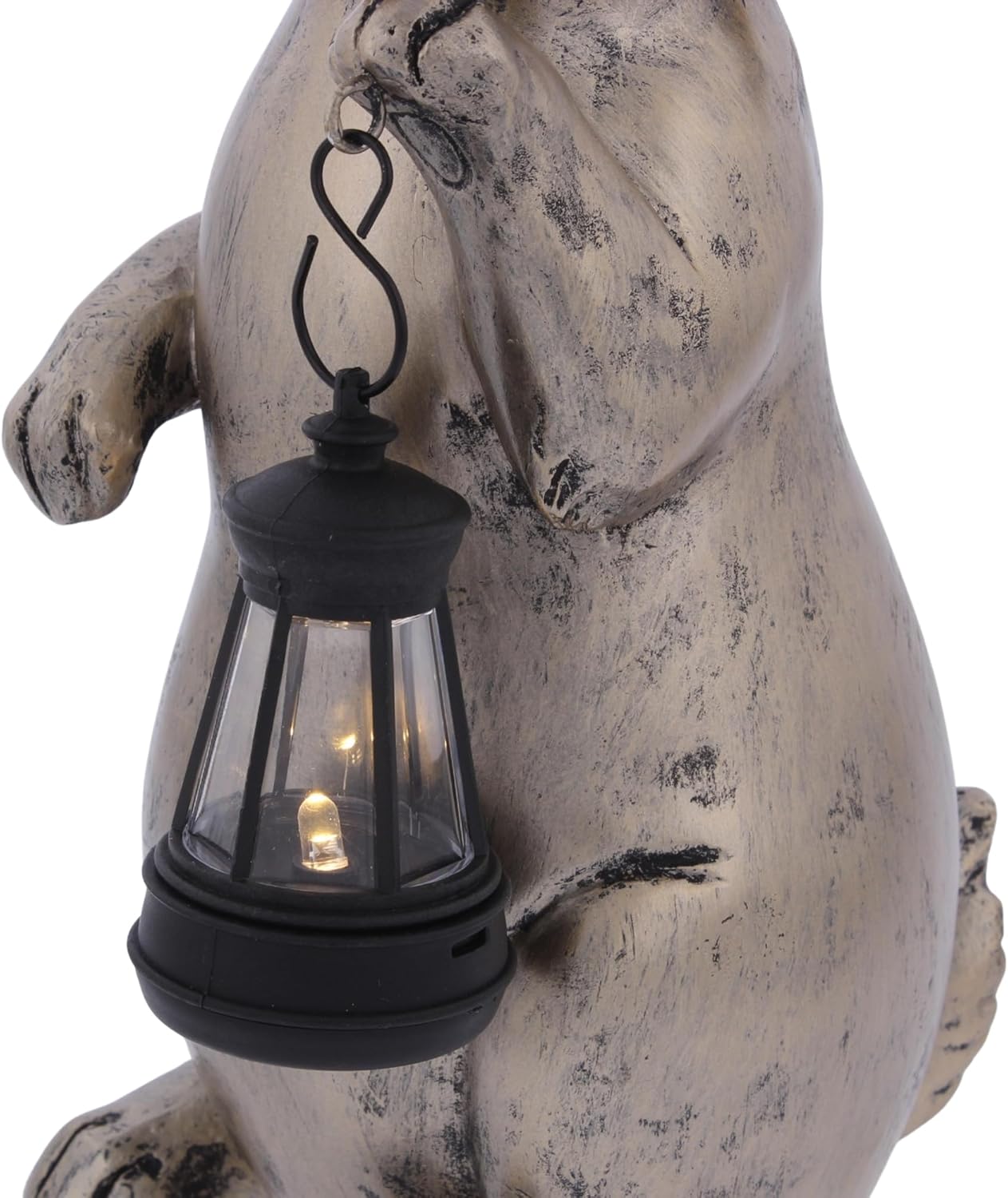 The Bridge Collection Decorative Bunny with Lantern – Lighted Rabbit Garden Statue with Soft Glow Lighting – Indoor Or Outdoor Bunny Decor for Spring and Garden Spaces