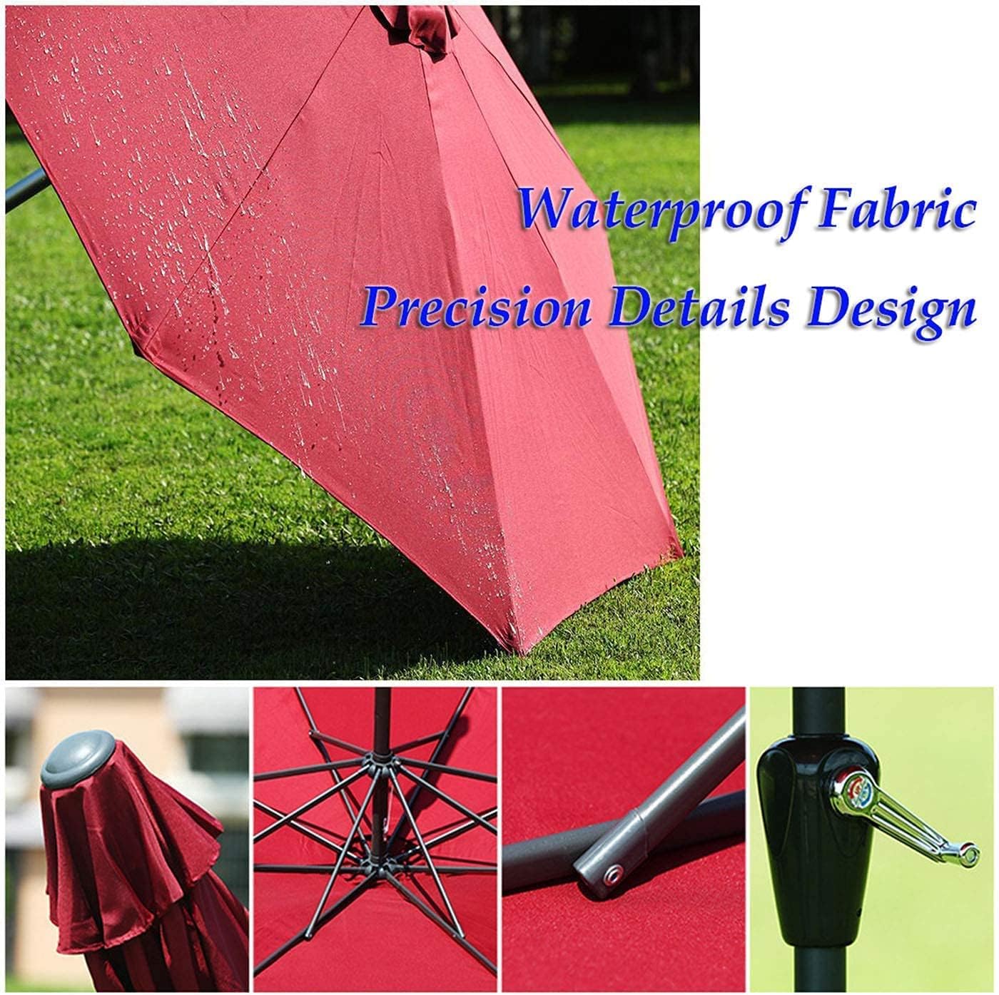 Parasol ?2.7m / 8.8ft Round Parasol Umbrella, Outdoor Garden Patio Umbrellas, Sun Protection Waterproof, Wine Red, Dark Green, Khaki, White - Multi Color Options, Without Base ()