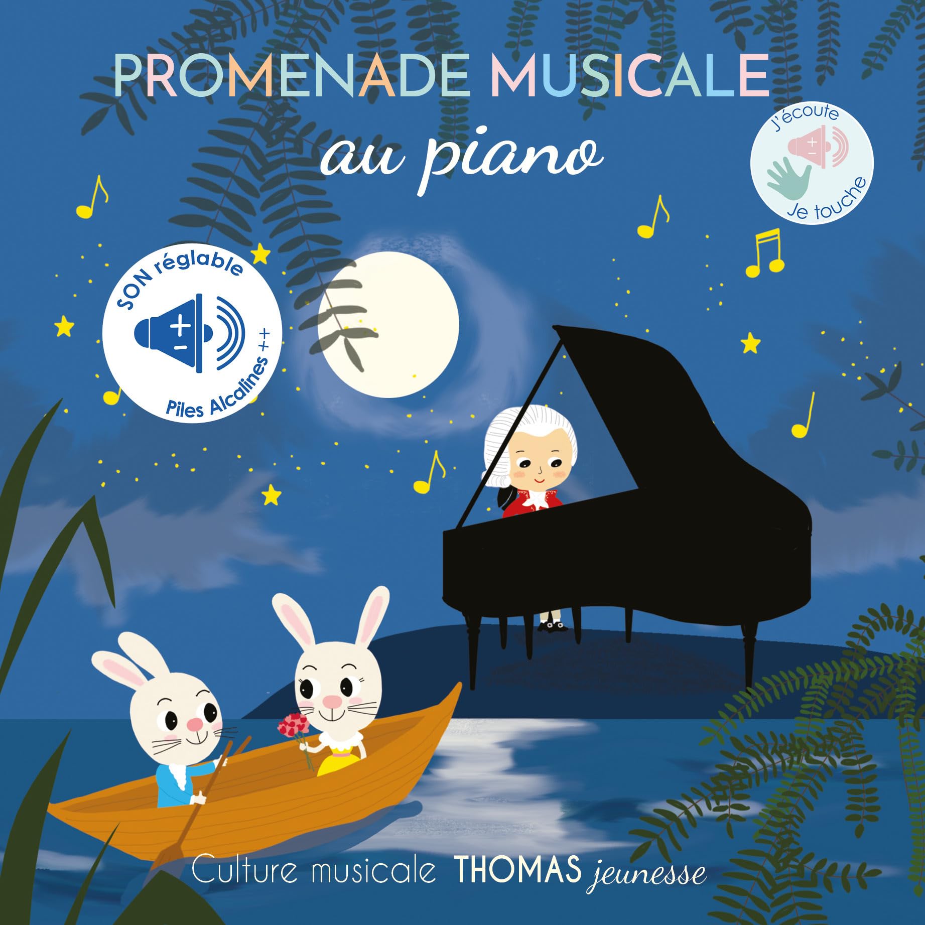 Promenade musicale au piano: Livre sonore bébé à toucher dès 6 mois avec grandes piles AAA alcalines incluses