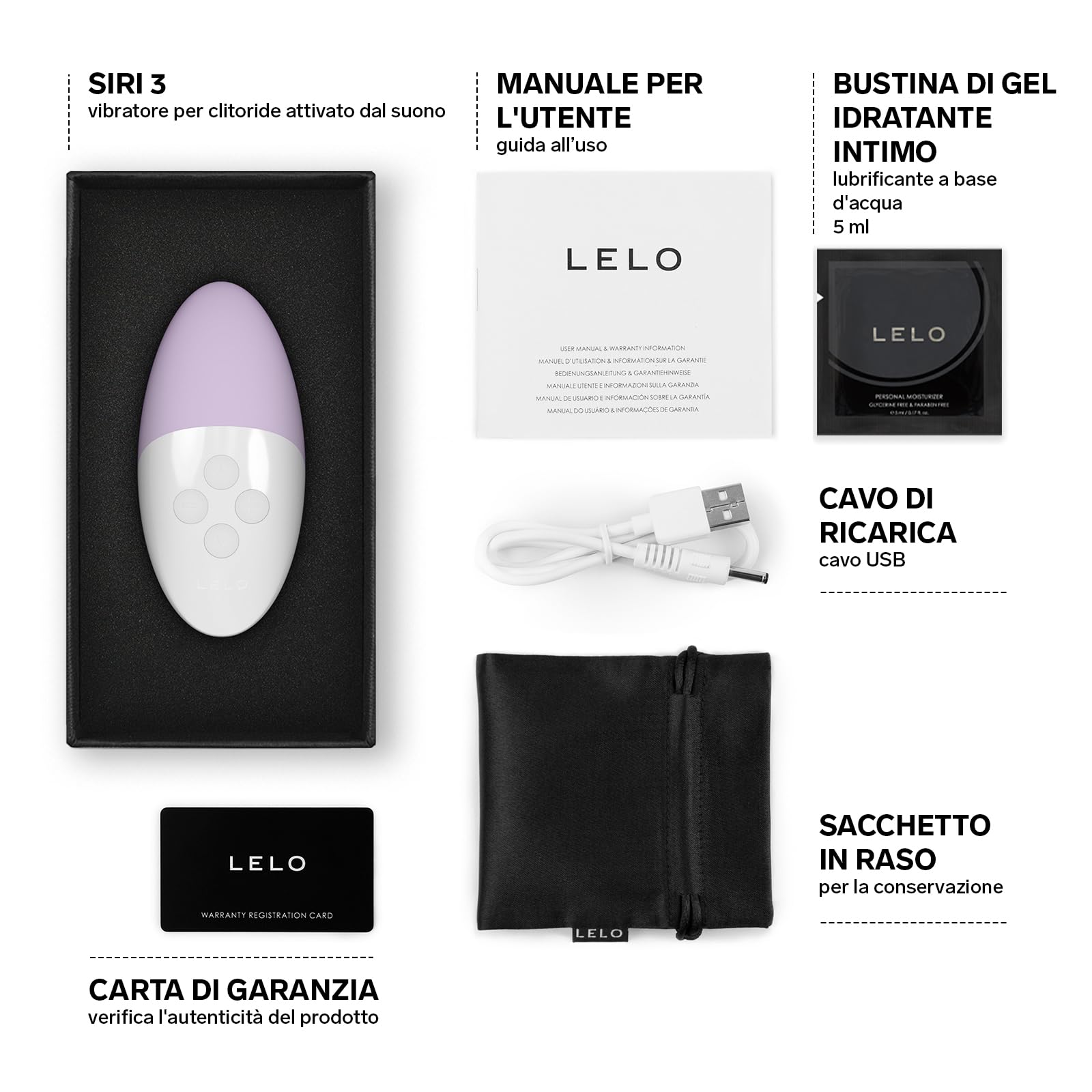 LELO SIRI 3 Vibratore Attivato dal Suono con Tecnologia SoundSense e 8 Modalità di Piacere, Vibratore per Donna Clitoride (Calm Lavander)