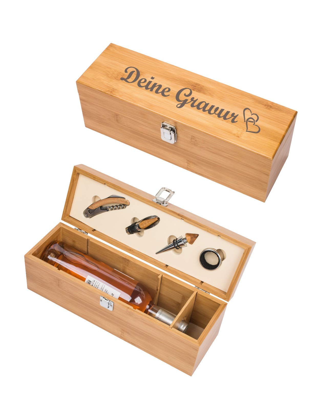 Évitez les taches de vin avec le set sommelier Batumi anti-goutte en bois gravé