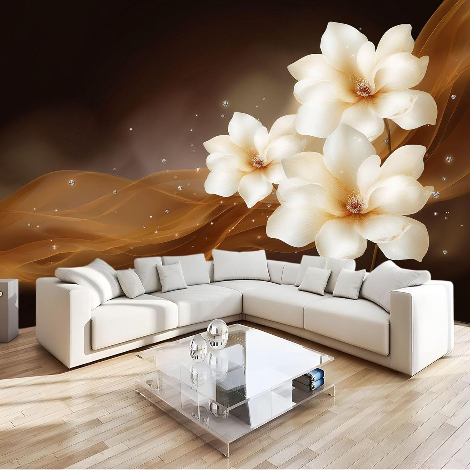 hgjdjhnf Photo Wallpaper with Wave Pattern, wall Covering, wall Decoration, Design Wallpaper, Patterned Wallpaper, wall Decoration for Living Room, Bedroom, Office, Hallway, Brown, 430cm x 300cm