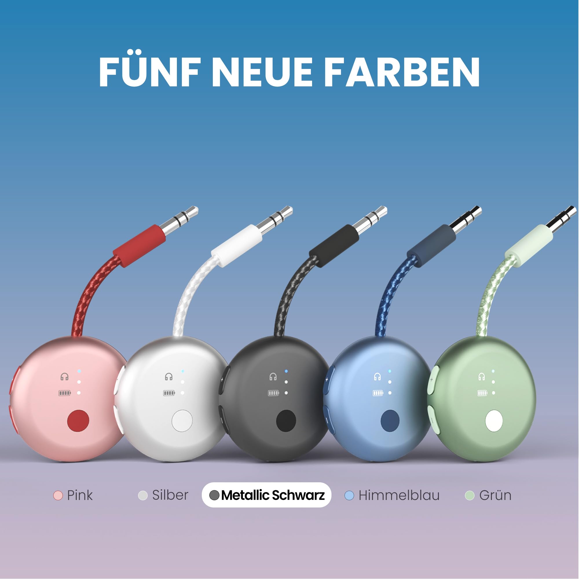 Avantree SoundJet R1 Weiß & Metallic Schwarz, Bluetooth Adapter Flugzeug für Kopfhörer & AirPods, aptX Adaptive, Qualcomm-Chipset, 20 Std. Akkulaufzeit, Kabelloser Audio Transmitter für Reisen
