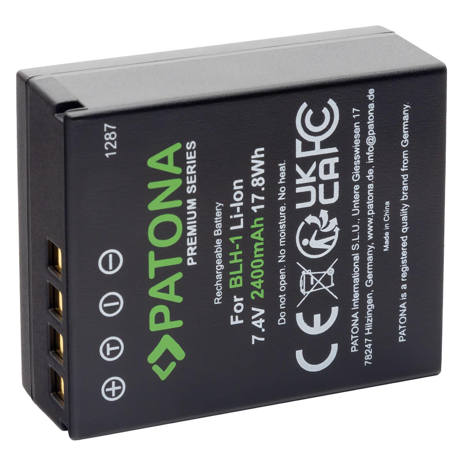 PATONA 2X Premium Akku Ersatz für Olympus BLH-1 BLH1 2400mAh, volldecodiert | Ersatzakku für OM-D E-M1 Mark II/III & E-M1X – mit Restanzeige in der Kameramit Überladungs- und Kurzschlussschutz