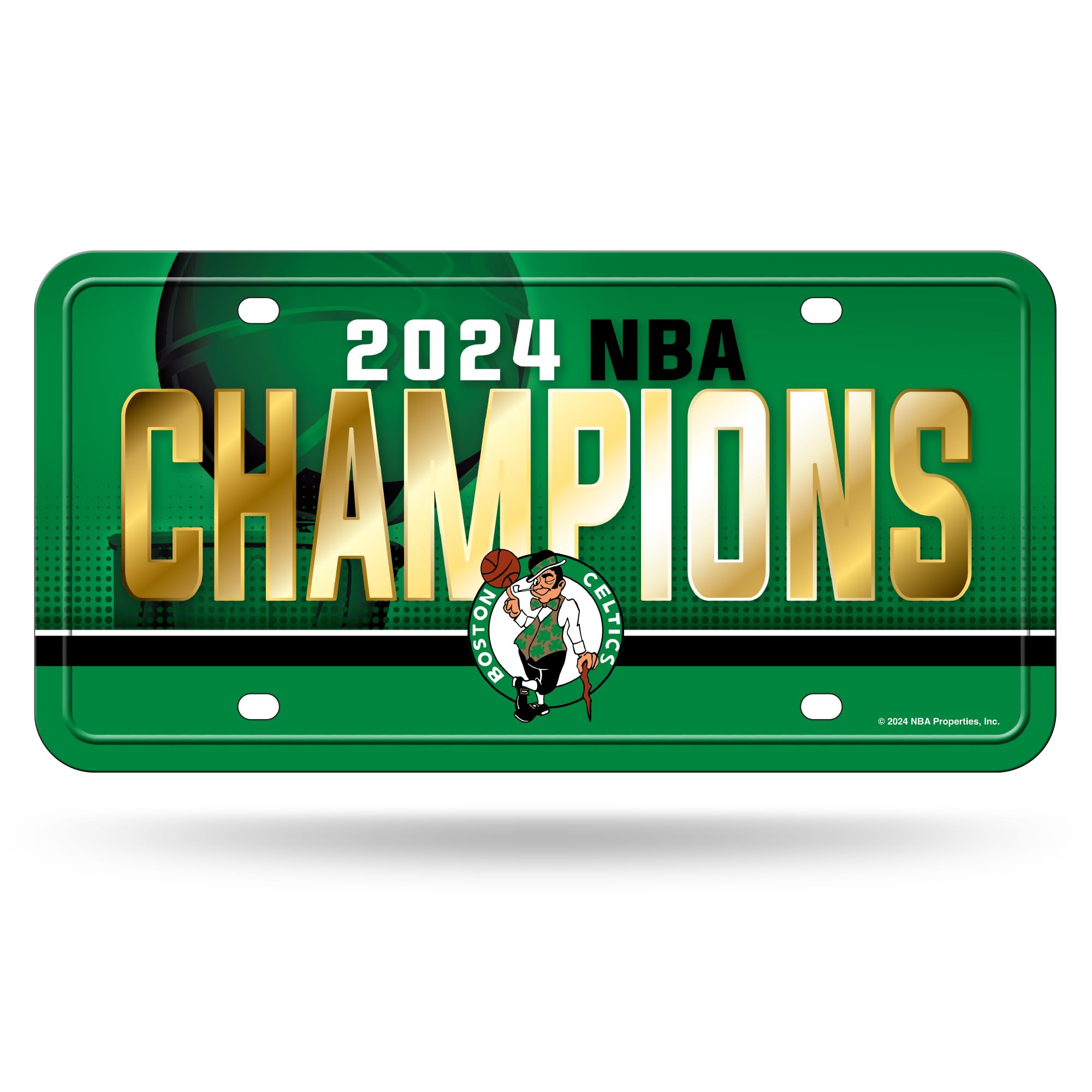 Rico Industries NBA Basketball Boston Celtics 2024 NBA Champions Metal Auto Tag 6" x 12" - Great for Truck/Car/SUV