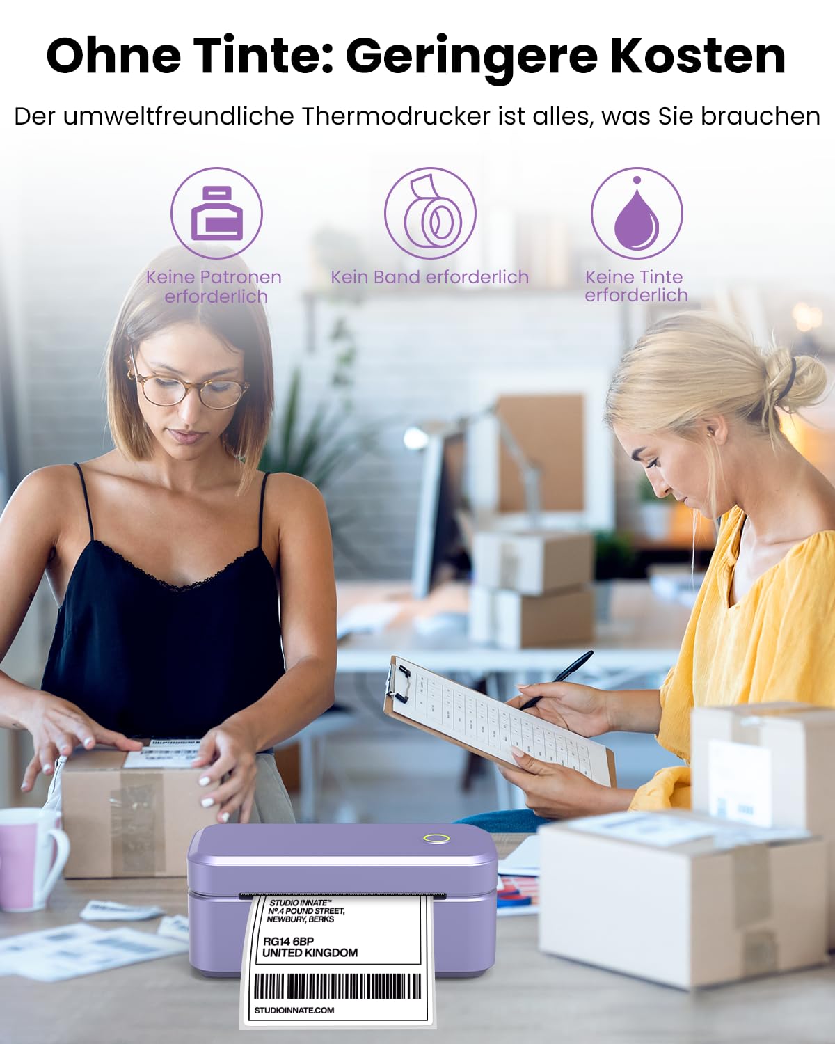 Abelmark DHL Etikettendrucker Bluetooth, Label Printer 4x6 Thermodrucker, Versandetiketten Drucker für Amazon, Etsy, Shopify, Ettikettendrucķer für DHL, kompatibel mit iOS, Android, Windows, Mac